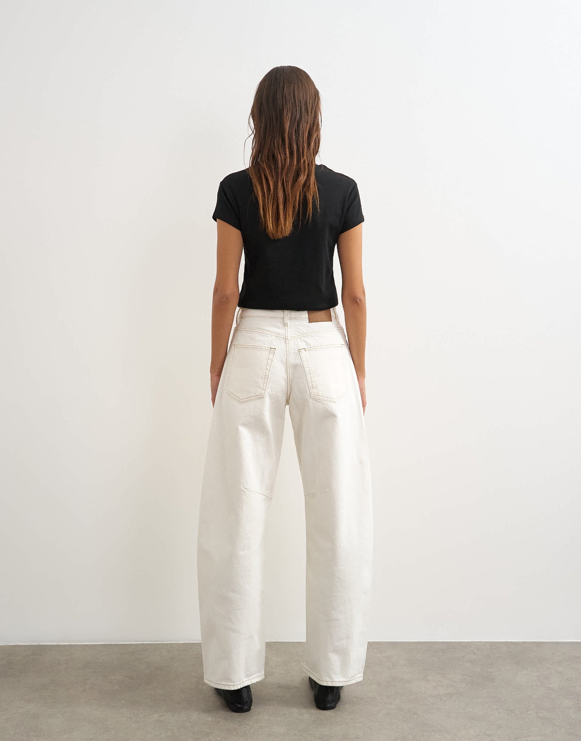 Topshop Barrel mid rise jean in bone
