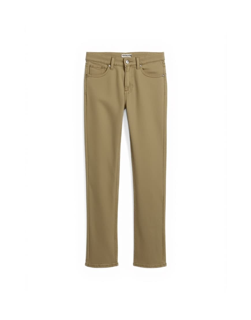 Topshop Orson mid rise comfort straight jean in dark beige