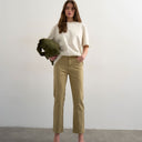 Topshop Orson mid rise comfort straight jean in dark beige