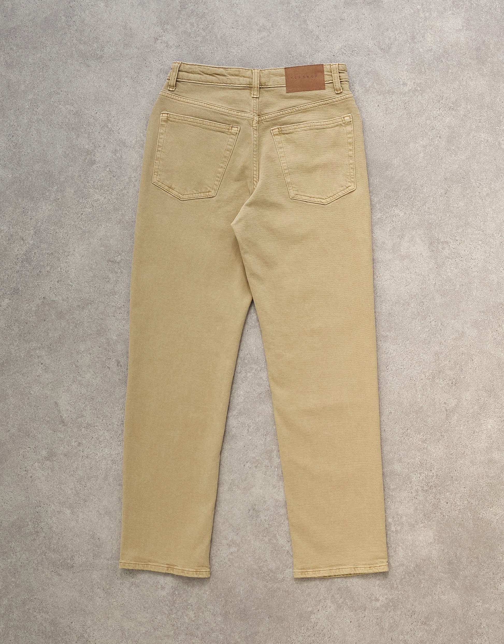 Topshop Orson mid rise comfort straight jean in dark beige