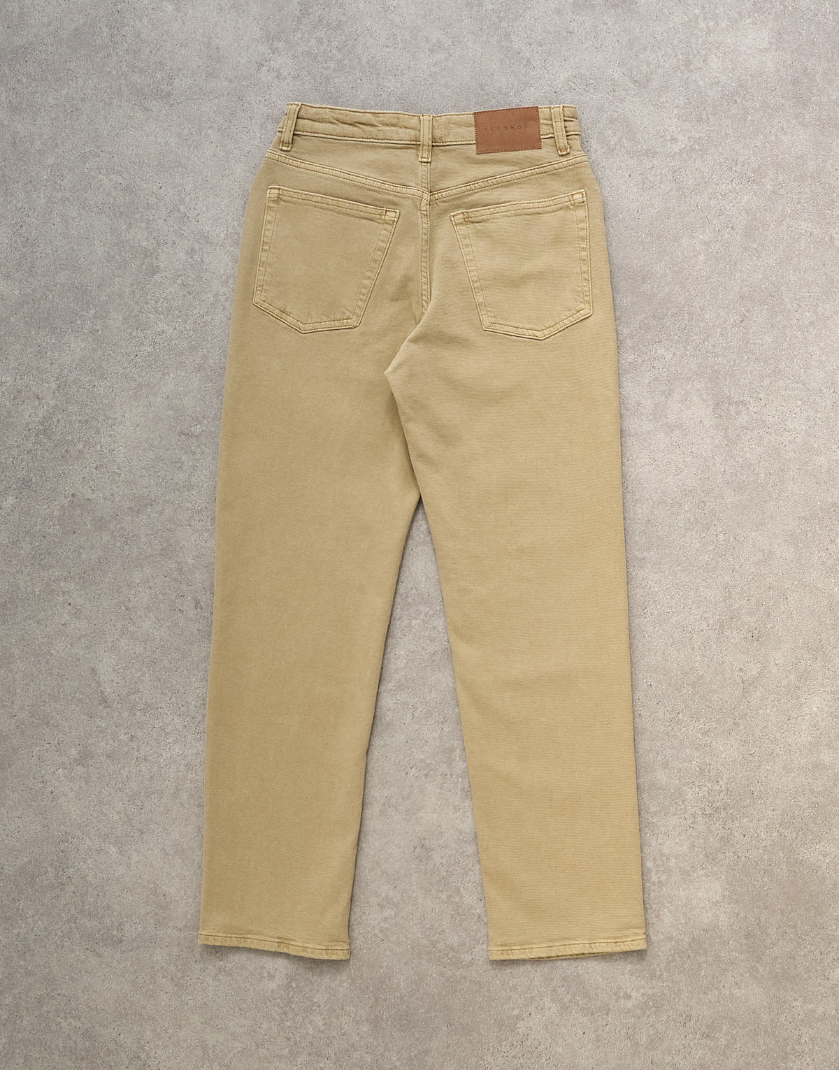Topshop Orson mid rise comfort straight jean in dark beige