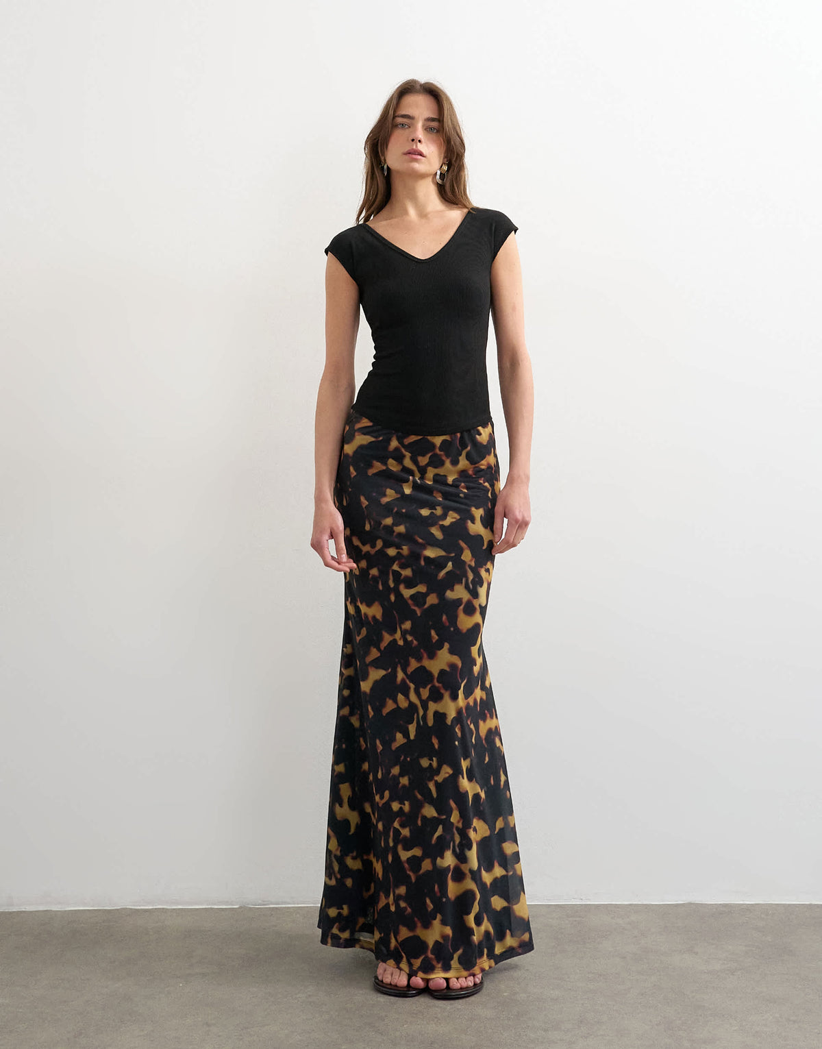Topshop animal print mesh maxi skirt in multi