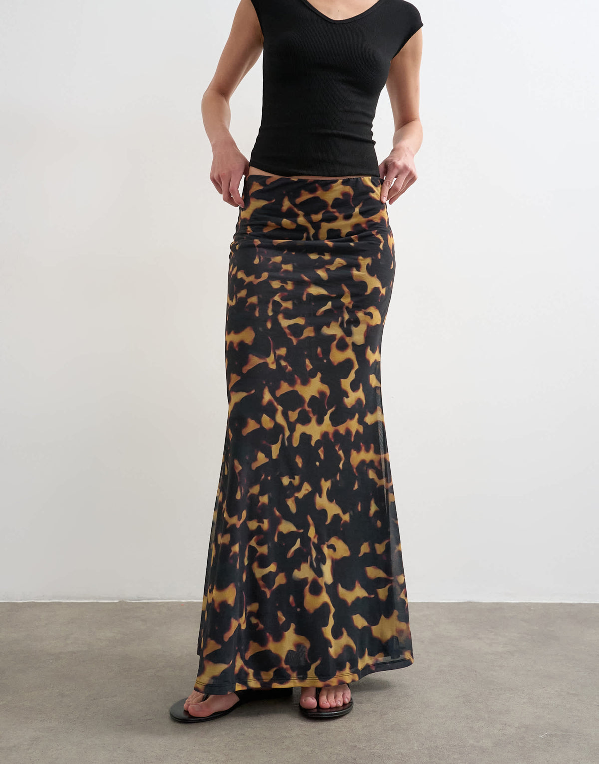 Topshop animal print mesh maxi skirt in multi