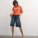Topshop Barrel-Jorts in Blau-Schwarz