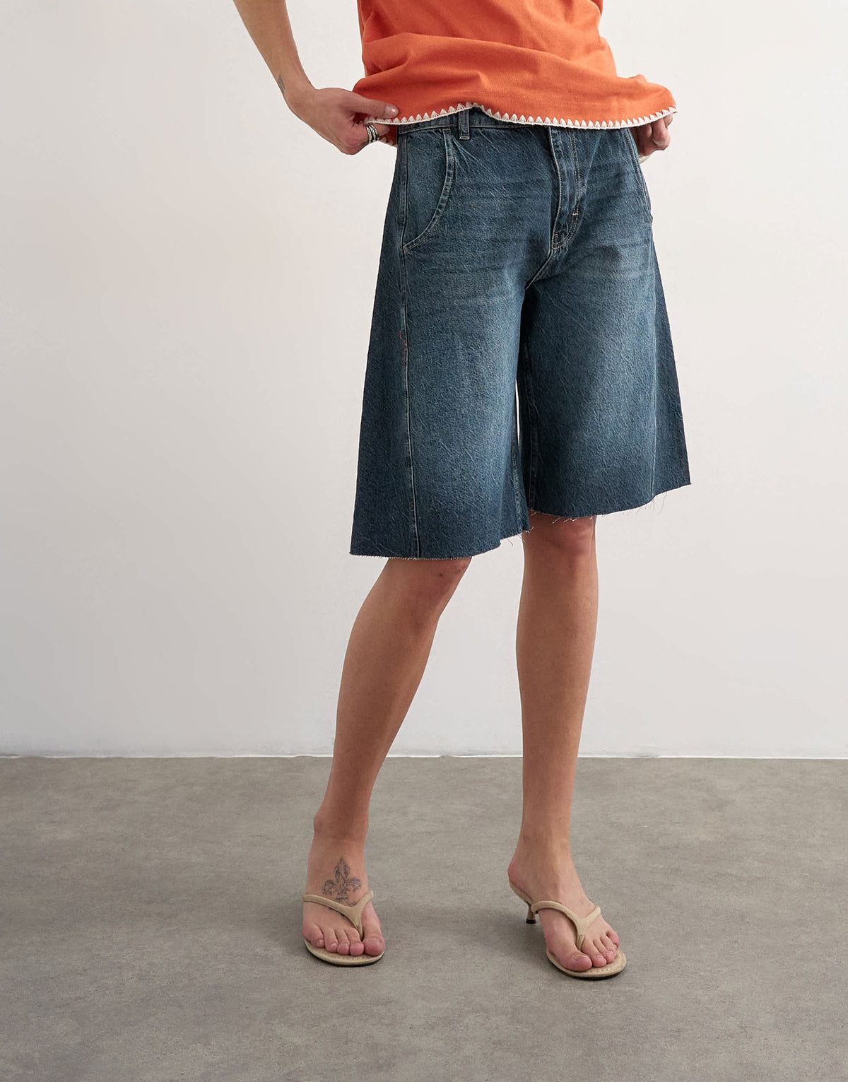 Topshop barrel jort in blue black