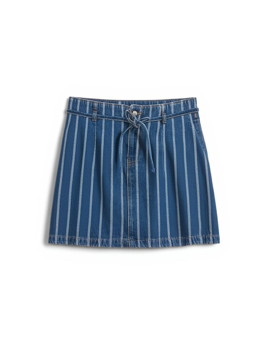 Topshop denim tie dart pelmet mini skirt in blue stripe