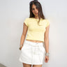 Topshop denim tie dart pelmet mini skirt in white
