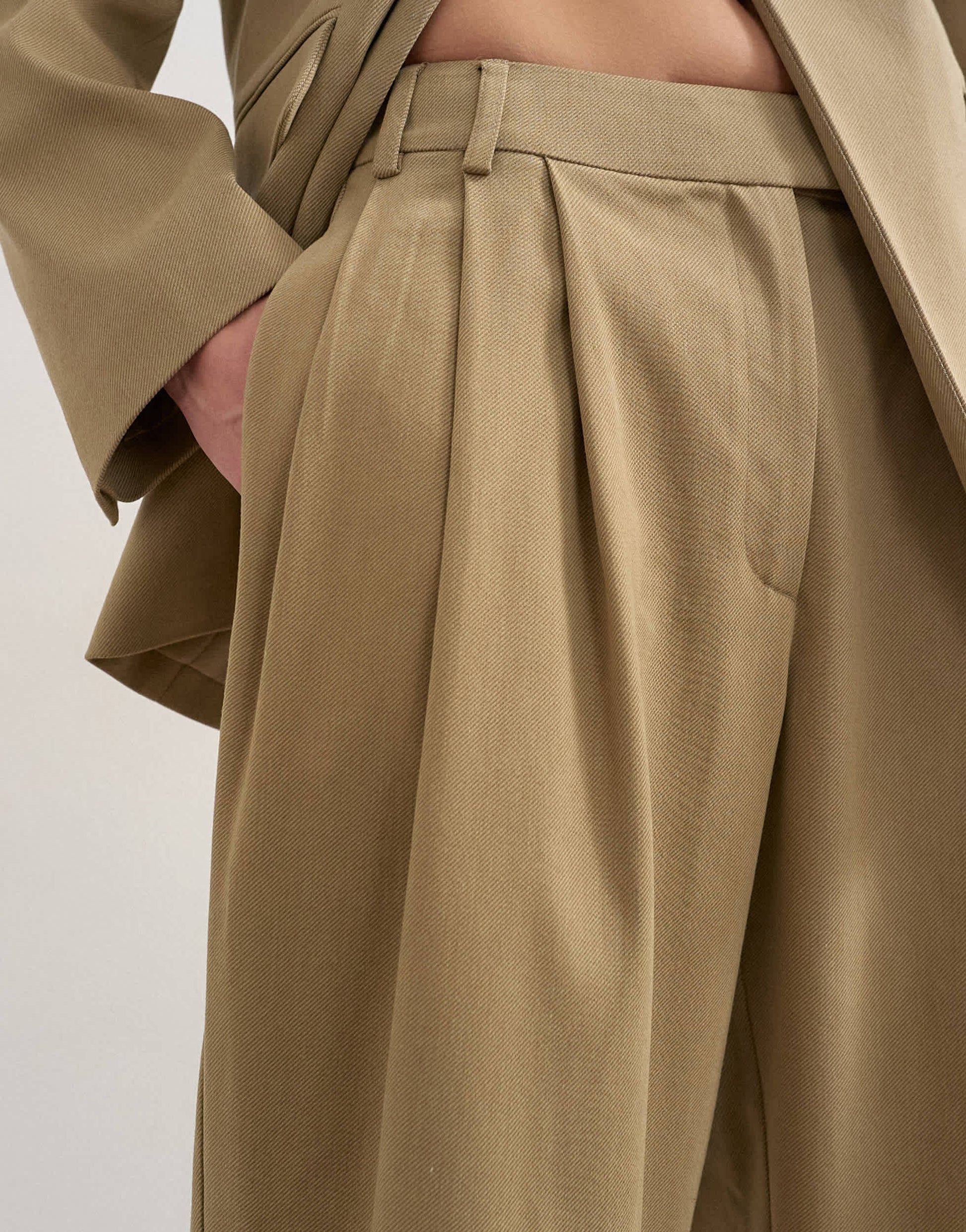 Topshop triple pleat trouser in neutral