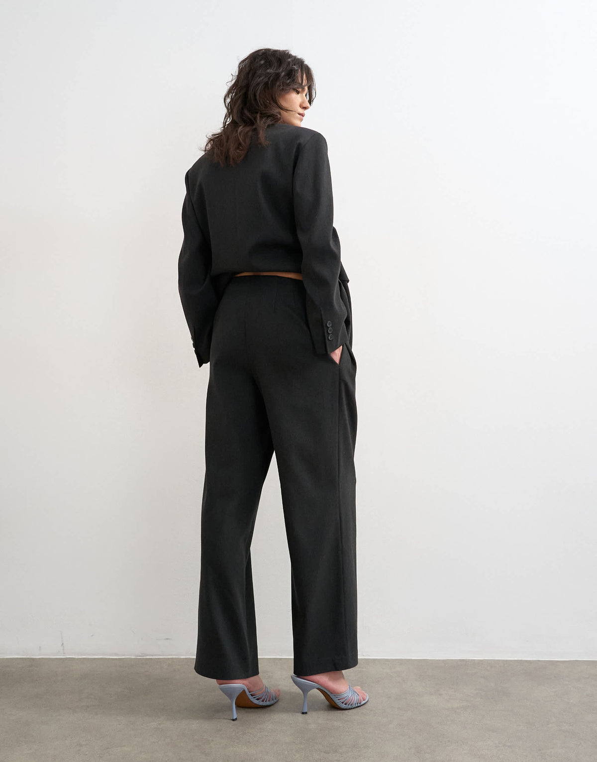 Topshop triple pleat trouser in black