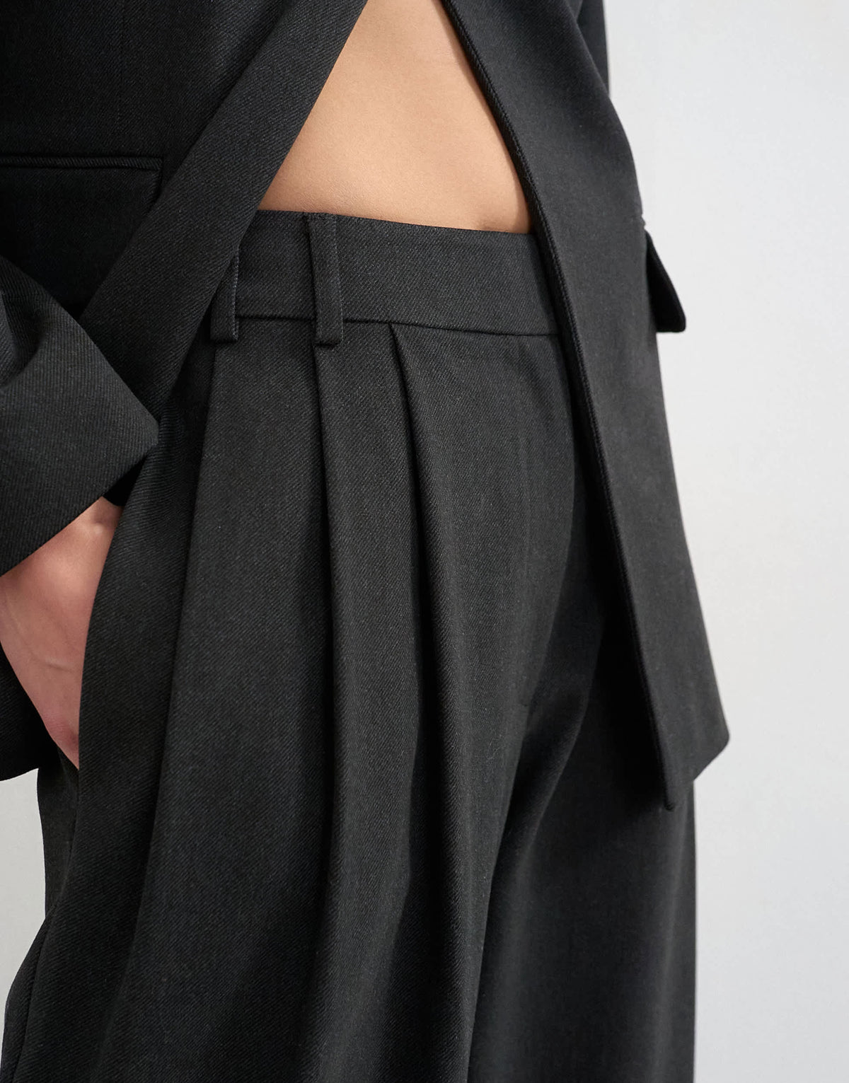 Topshop triple pleat trouser in black