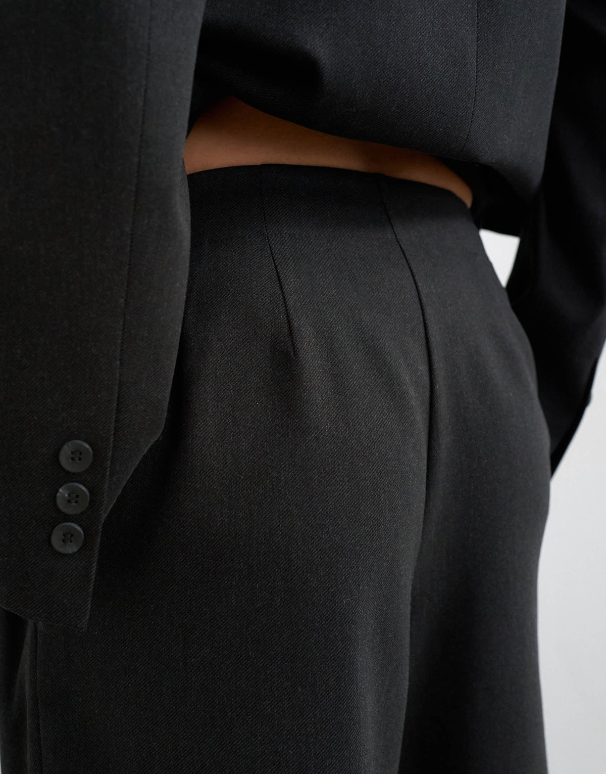Topshop triple pleat trouser in black