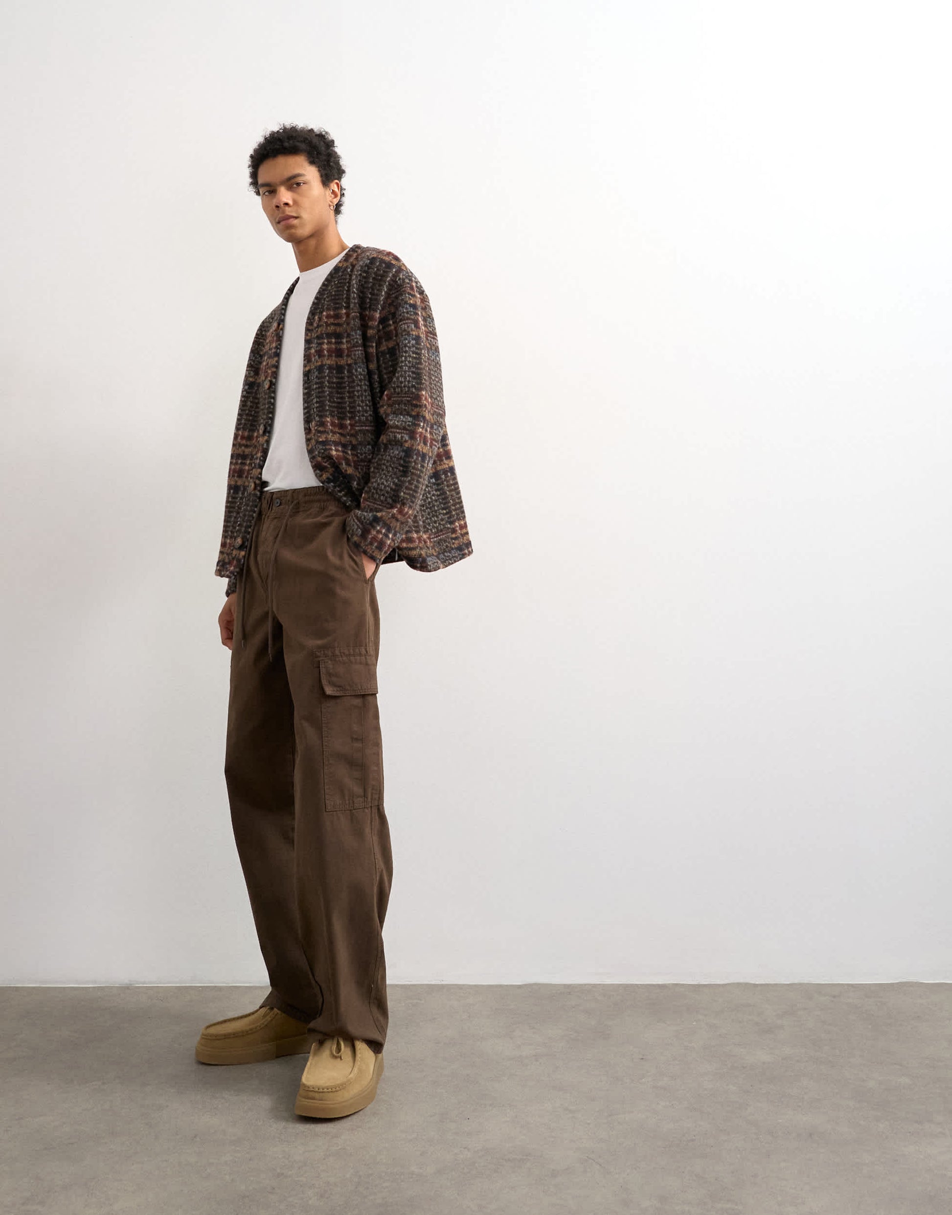 Topman baggy cargo trouser in brown