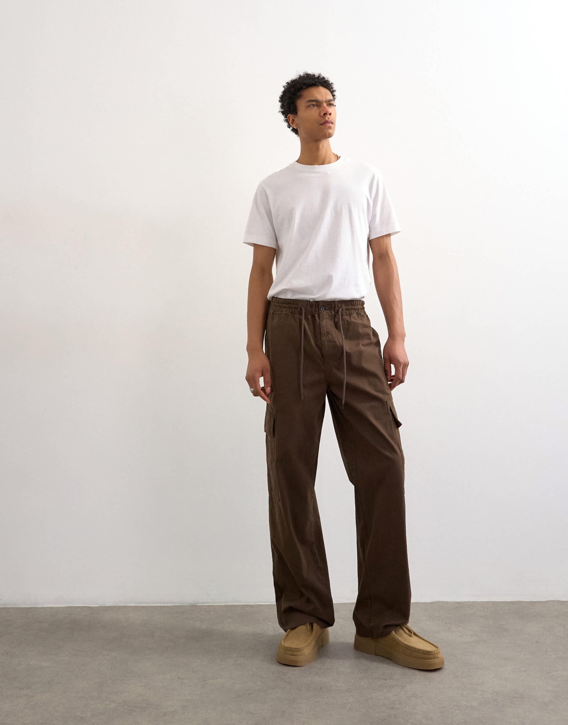 Topman baggy cargo trouser in brown