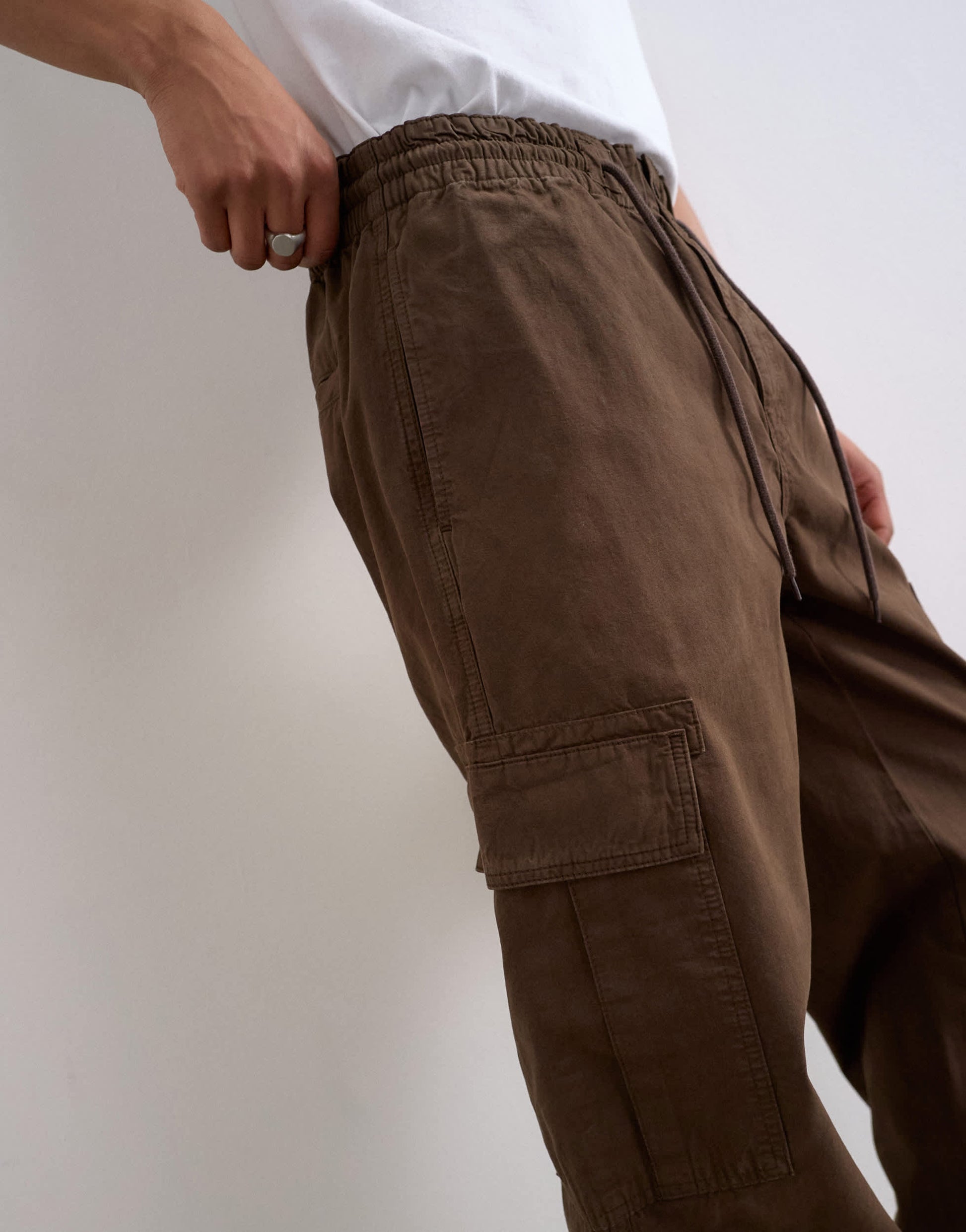 Topman baggy cargo trouser in brown