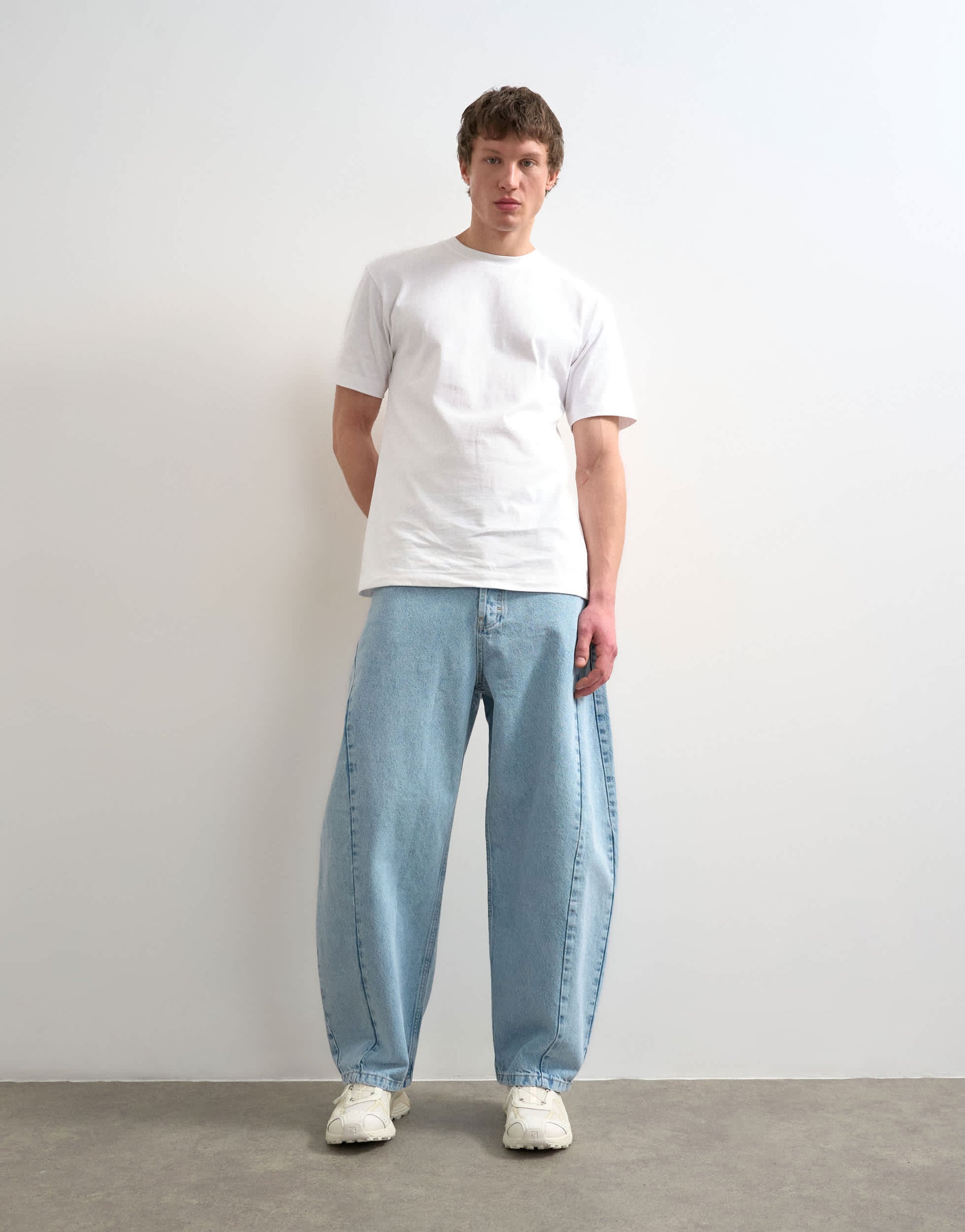 Topman rigid barrel jean in light wash