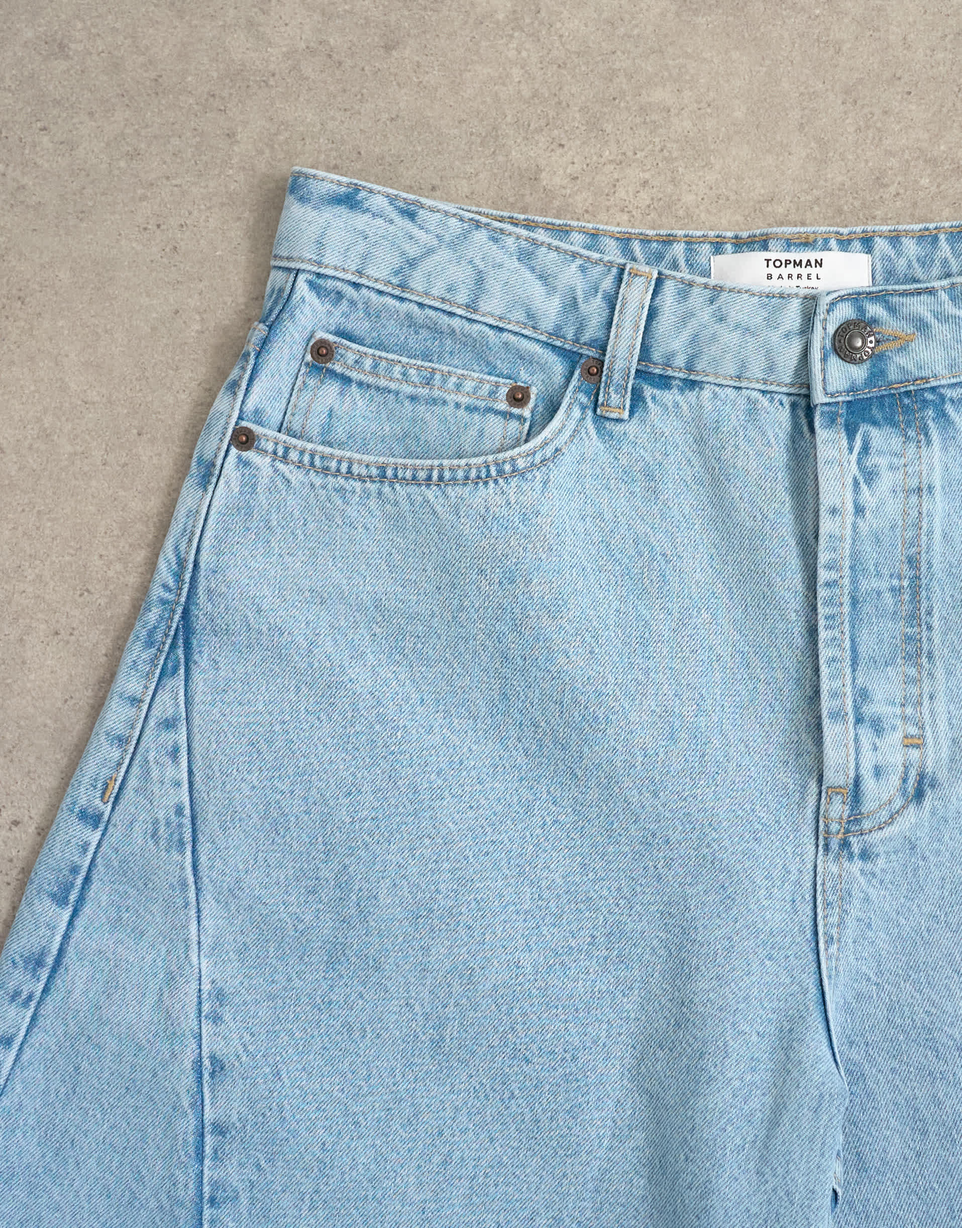 Topman rigid barrel jean in light wash