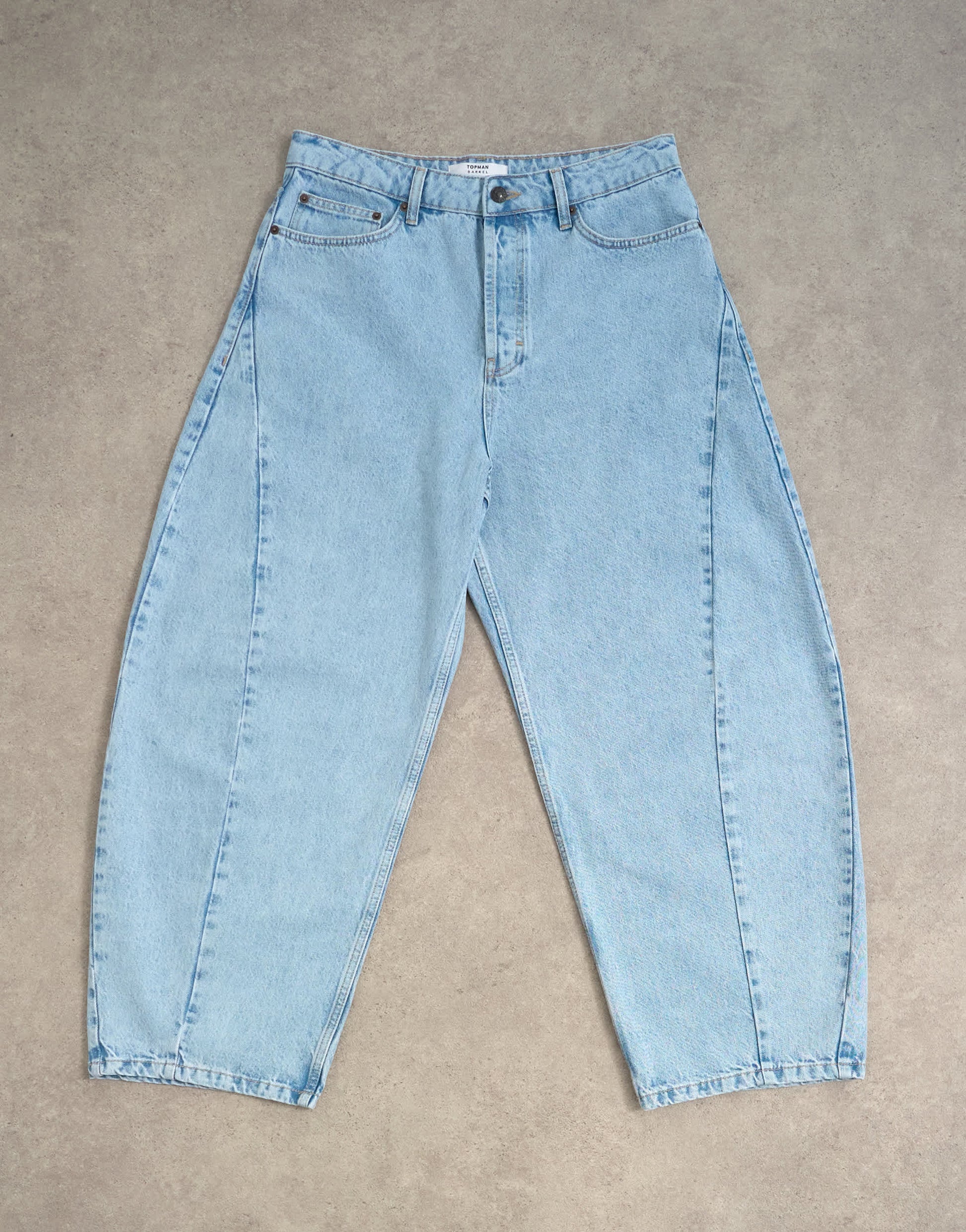Topman rigid barrel jean in light wash