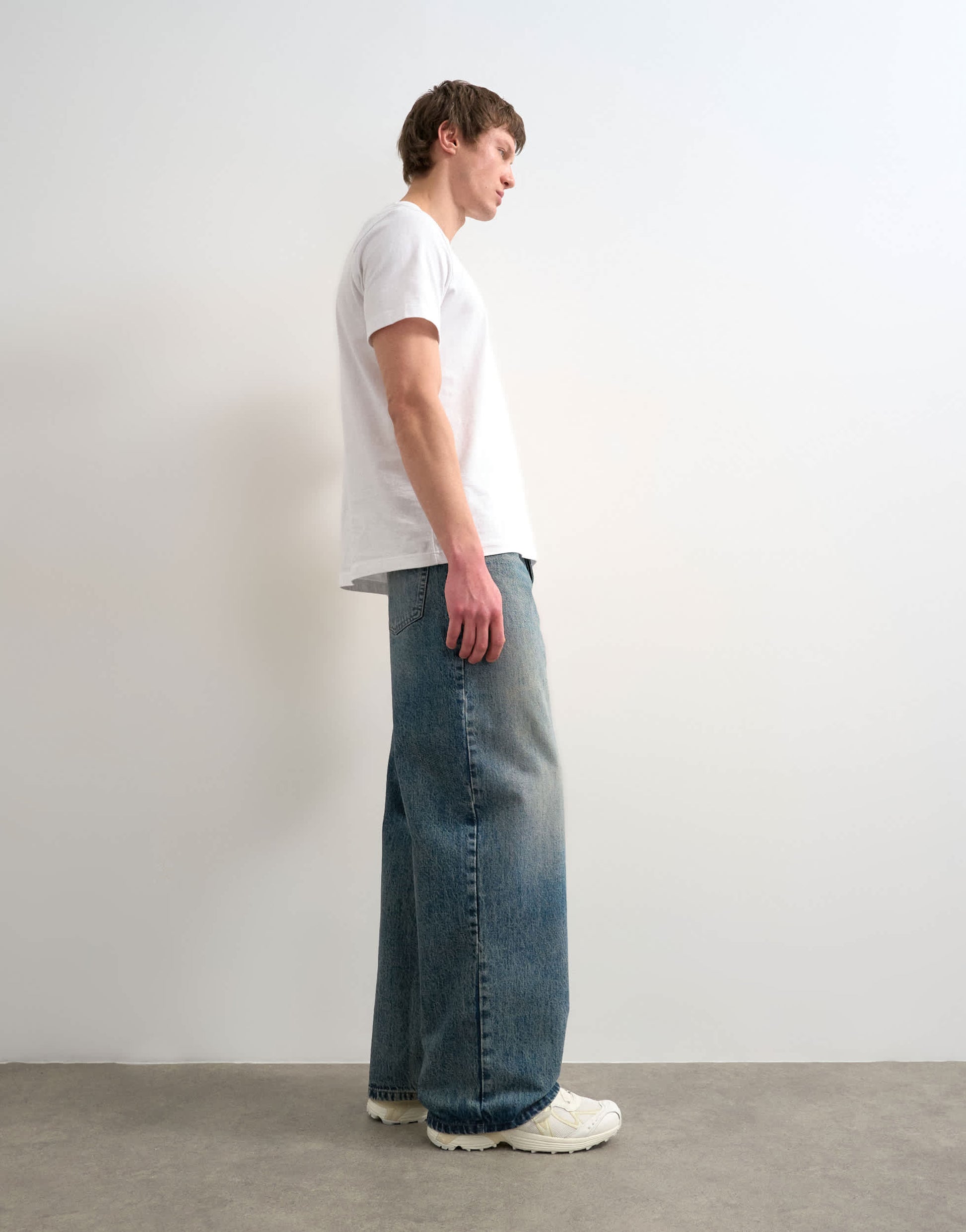 Topman rigid baggy jean in mid wash tint