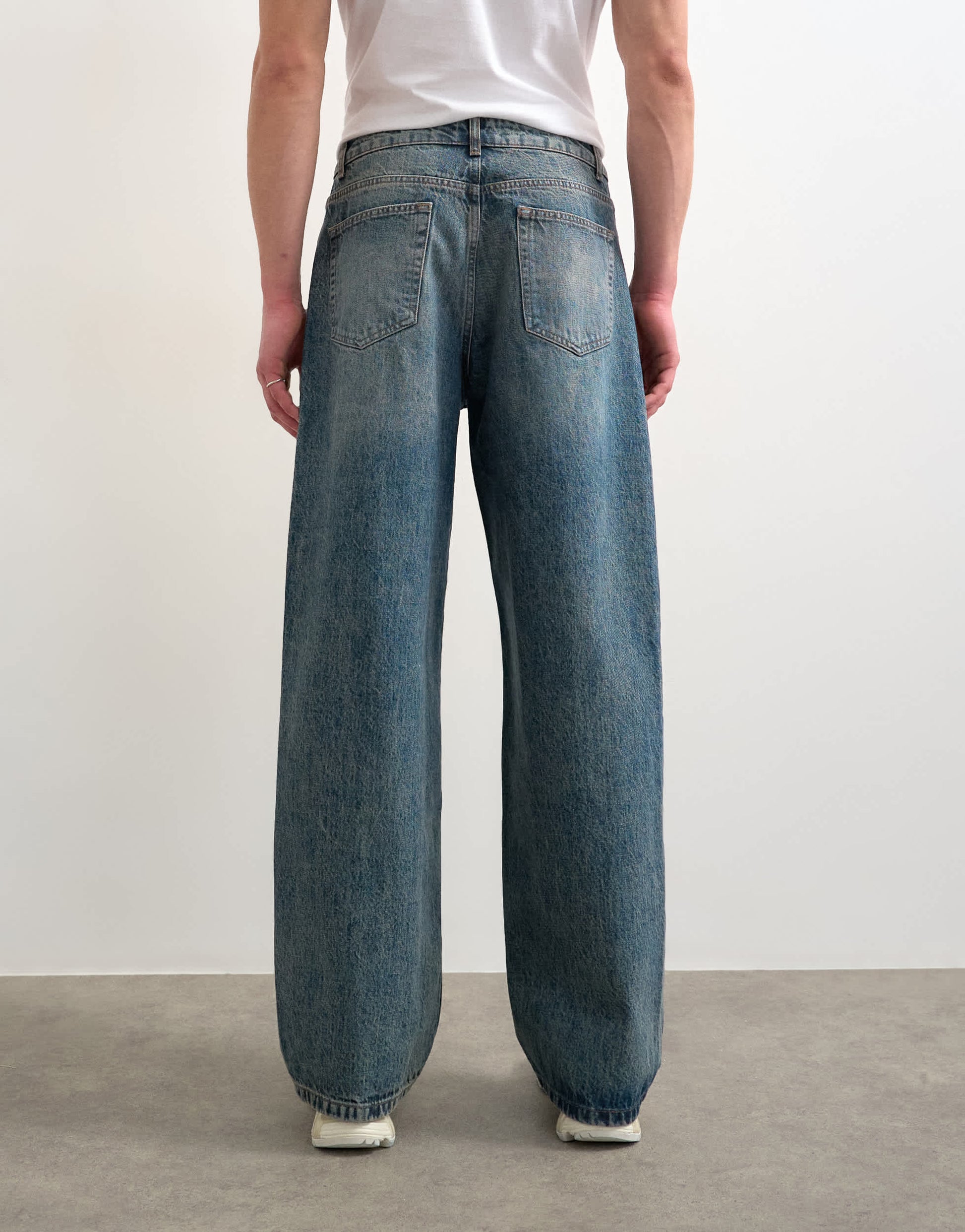 Topman rigid baggy jean in mid wash tint