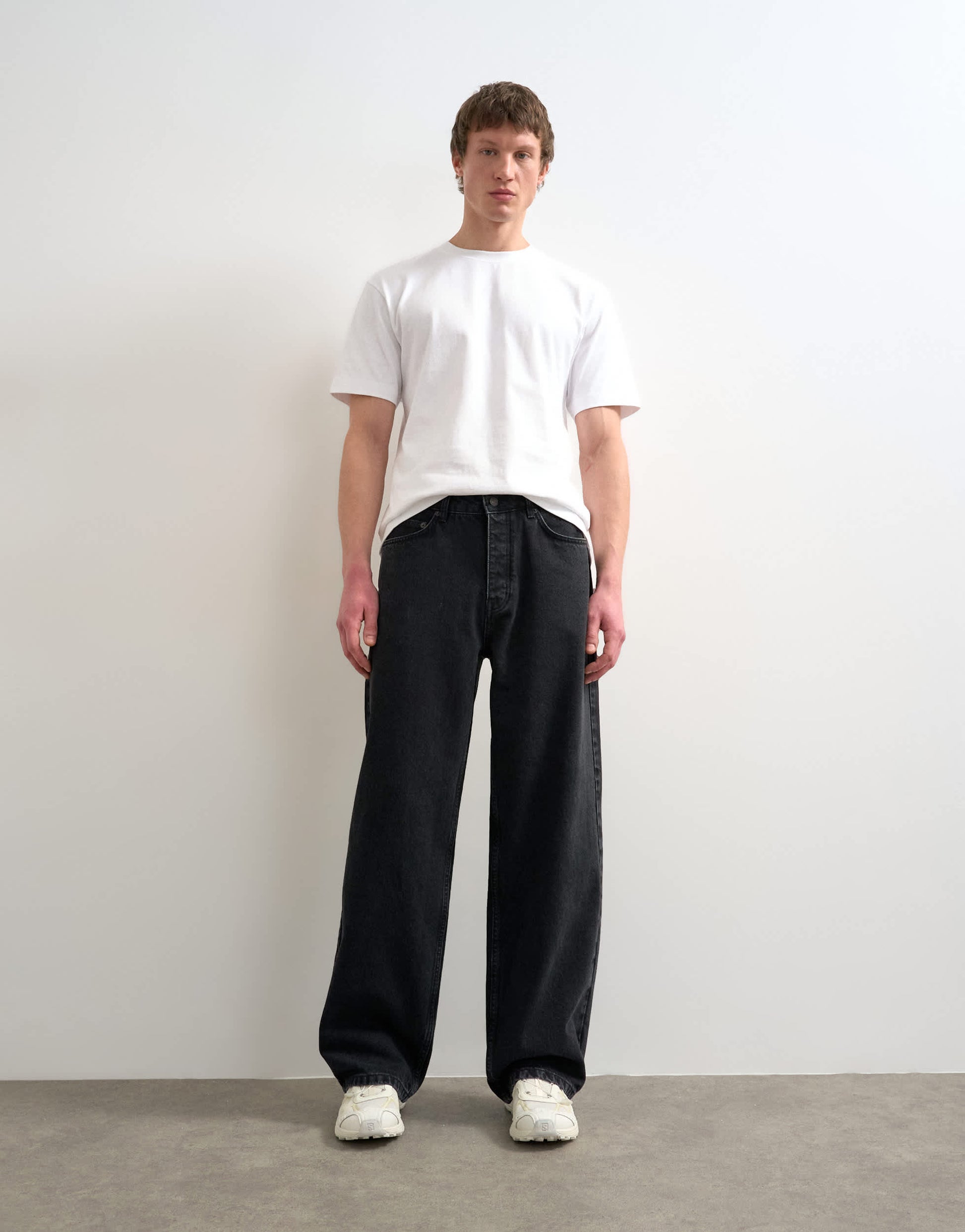 Topman rigid baggy jean in washed black