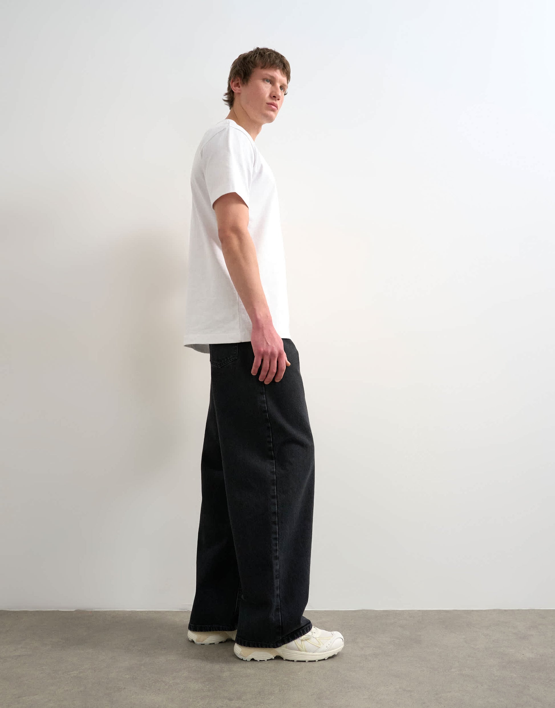 Topman rigid baggy jean in washed black