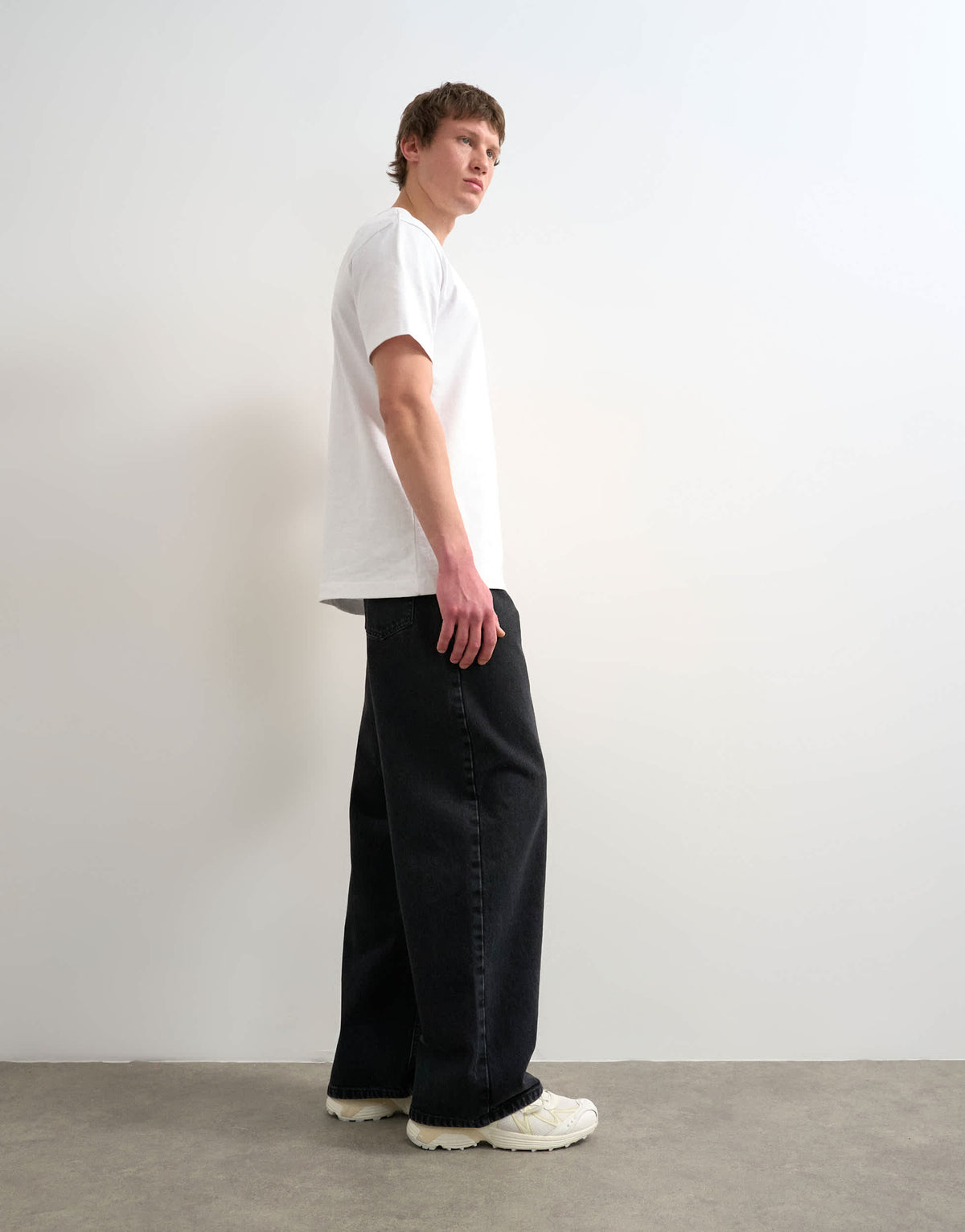 Topman rigid baggy jean in washed black