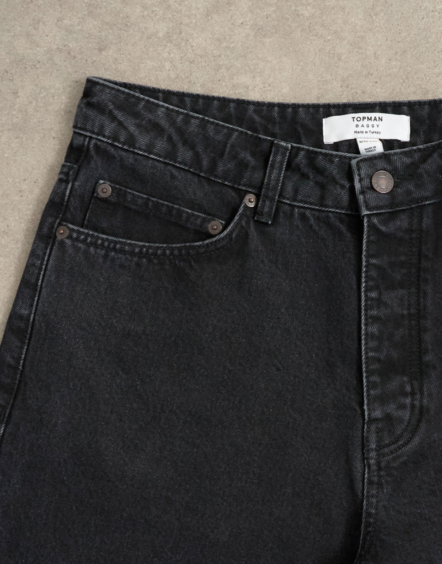 Topman rigid baggy jean in washed black