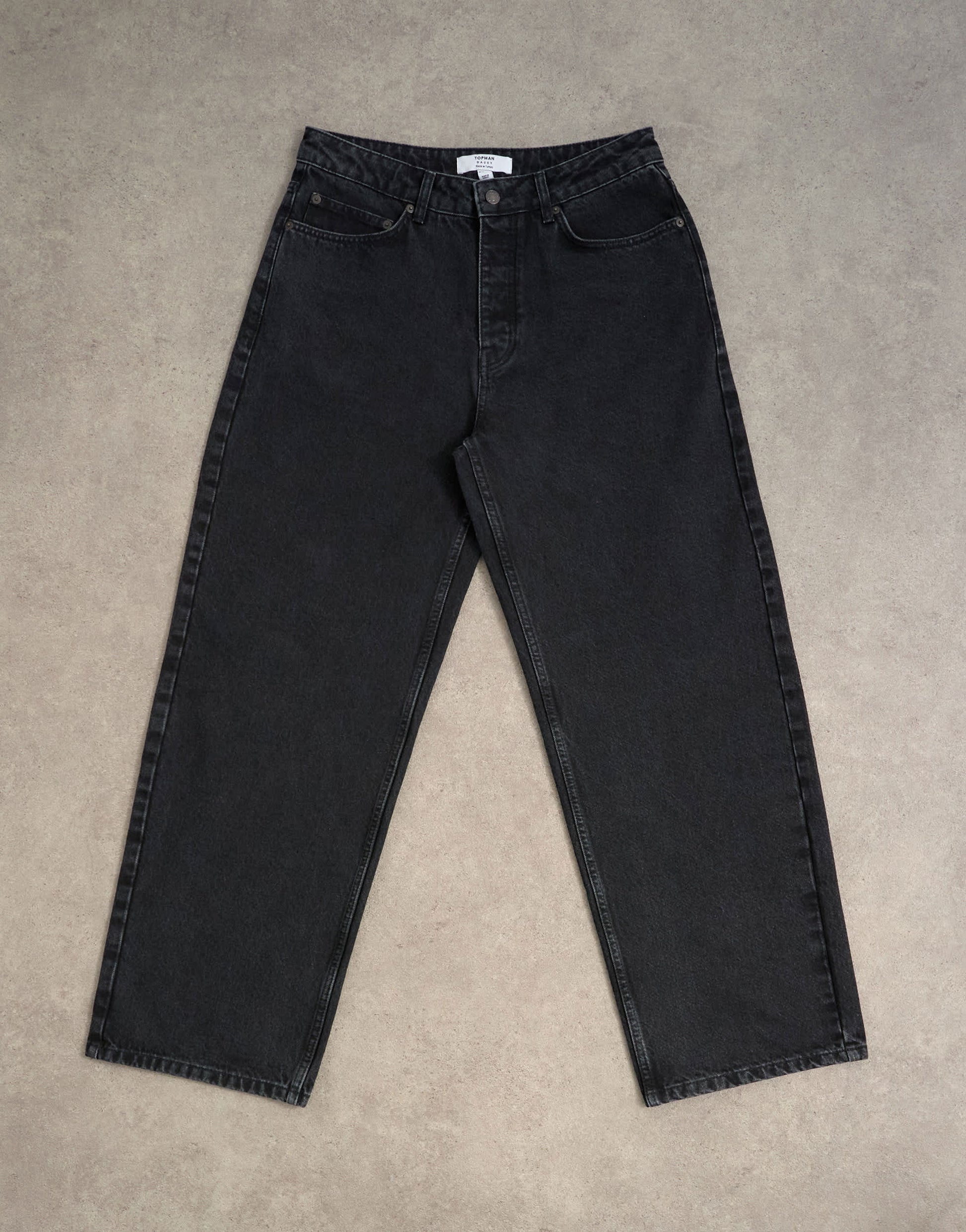 Topman rigid baggy jean in washed black
