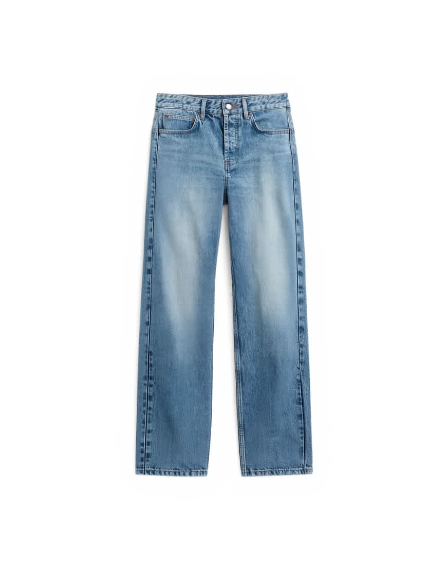 Topman rigid straight jean in mid wash