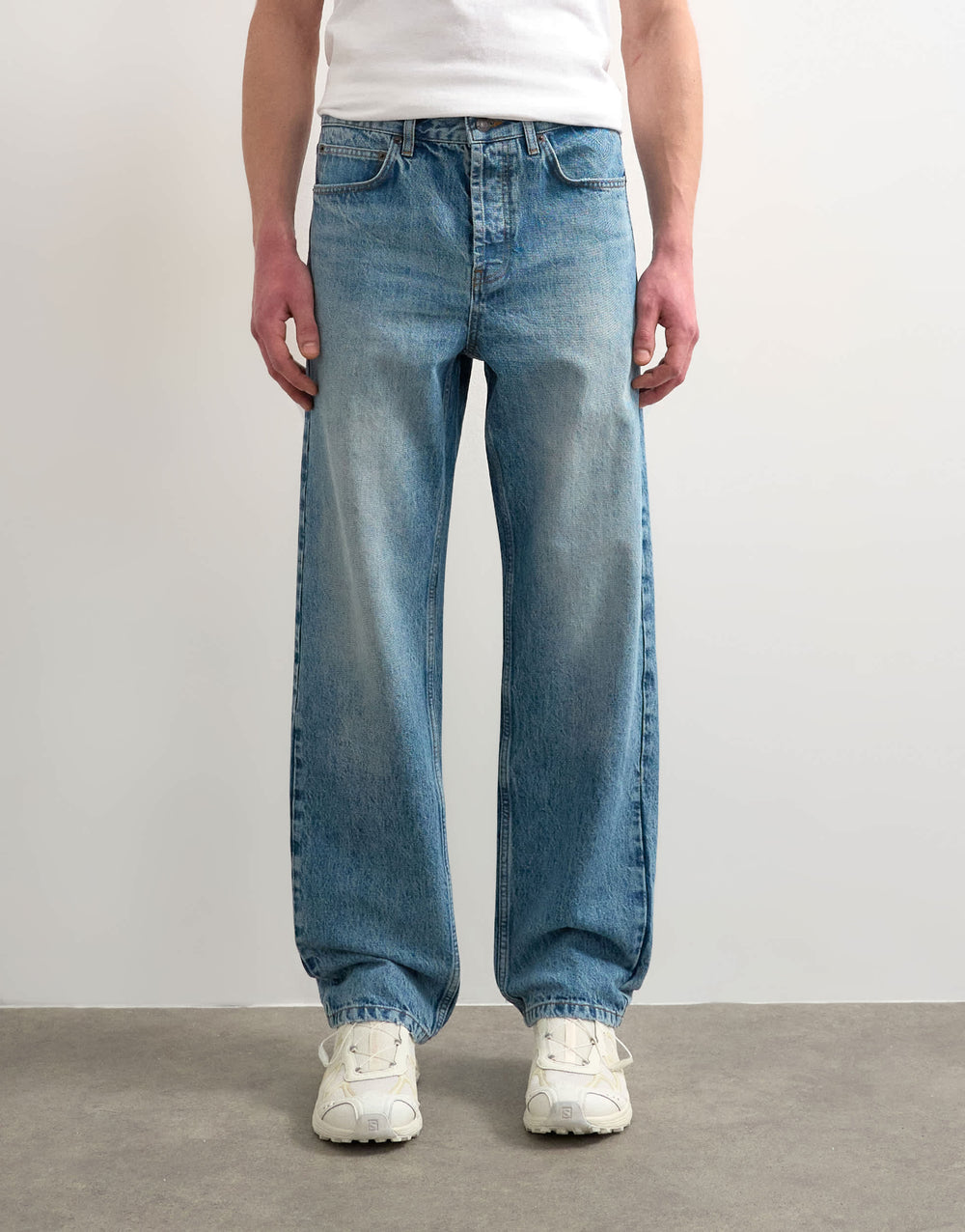 Jean rigide coupe droite Topman, délavage moyen