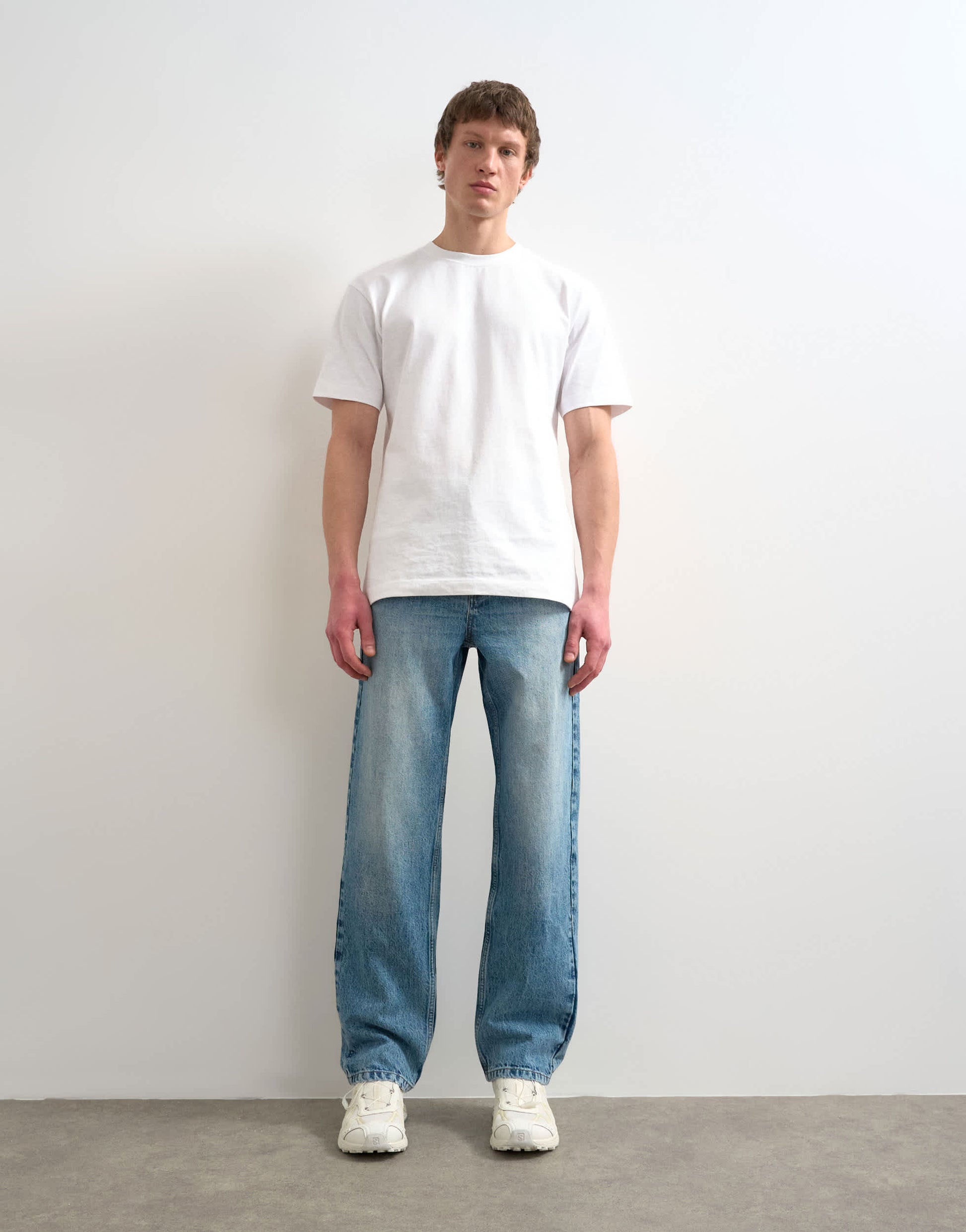 Topman rigid straight jean in mid wash