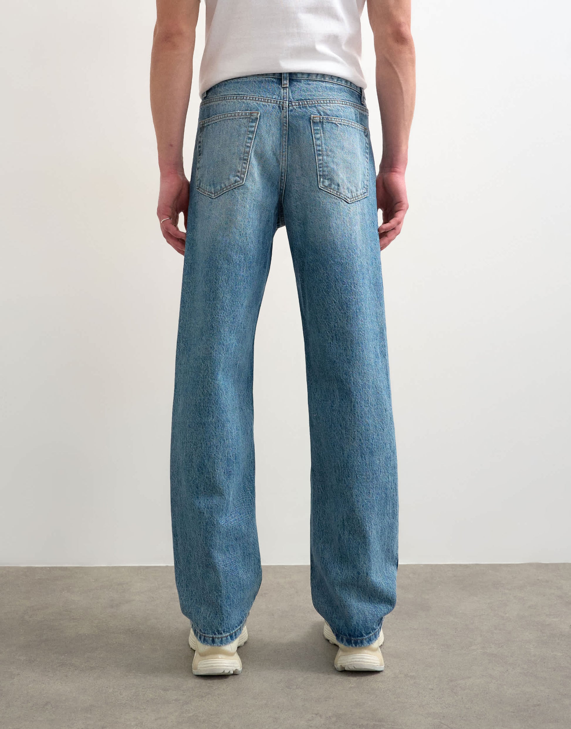 Topman rigid straight jean in mid wash