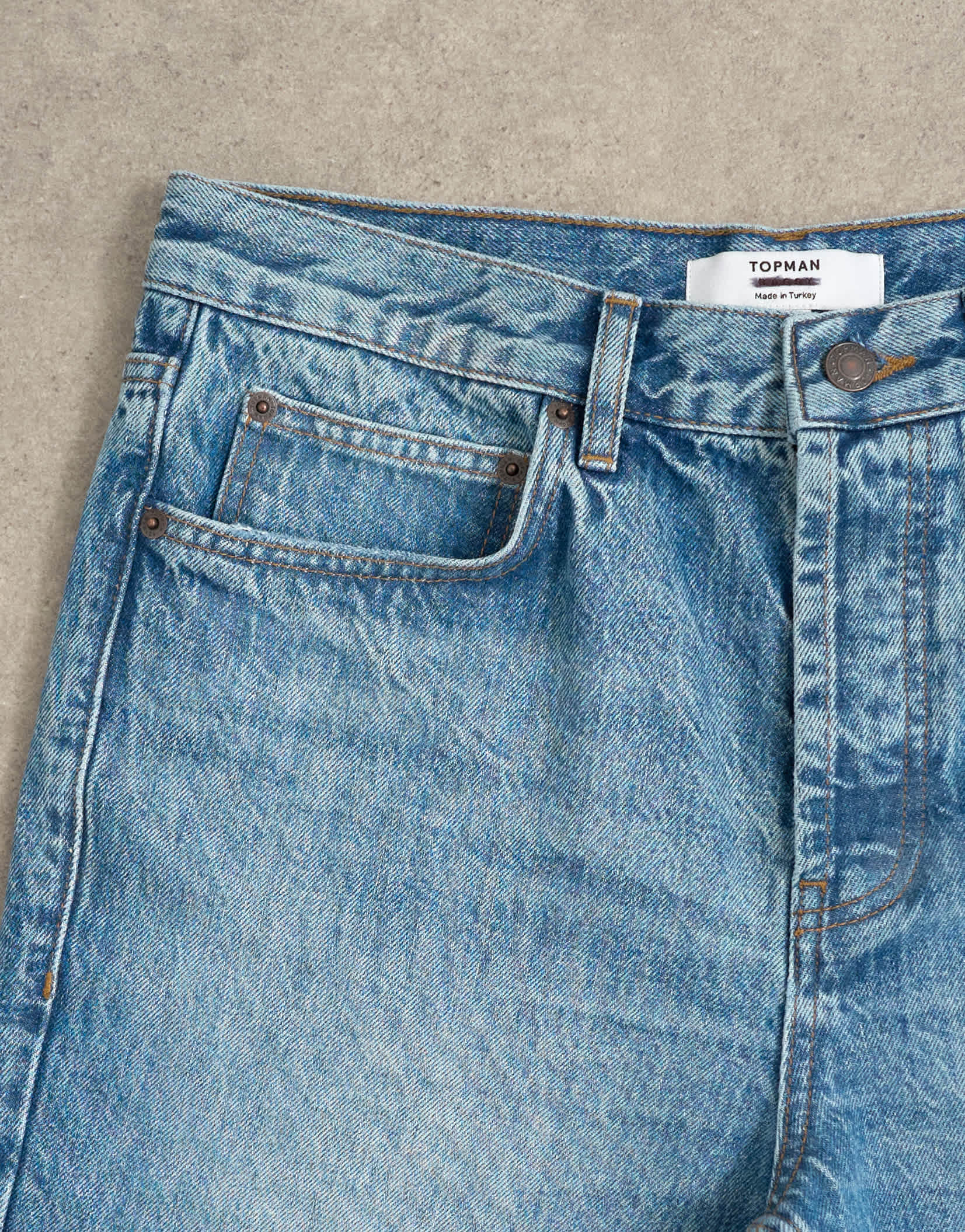 Topman rigid straight jean in mid wash