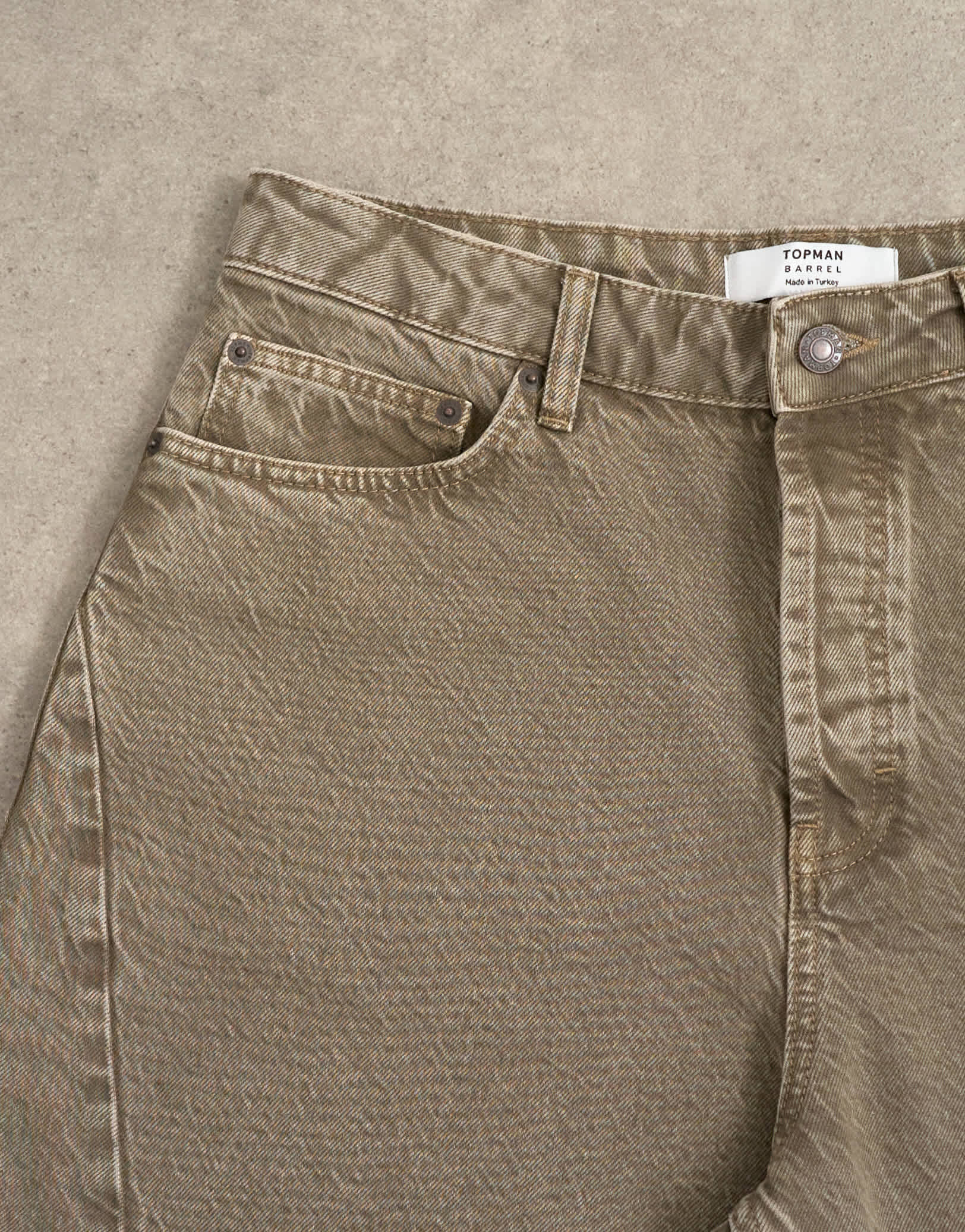 Topman rigid barrel jean in light brown