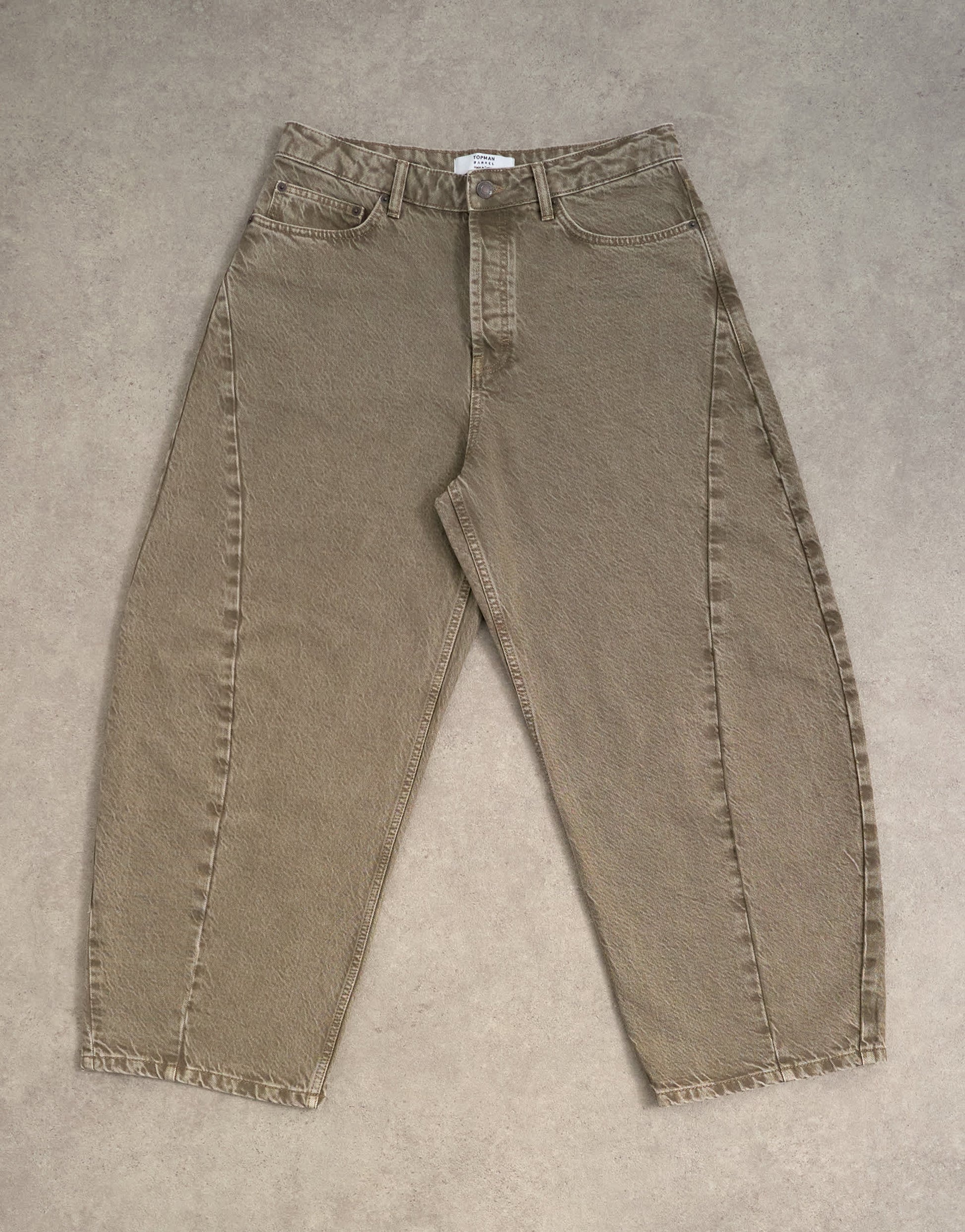 Topman rigid barrel jean in light brown