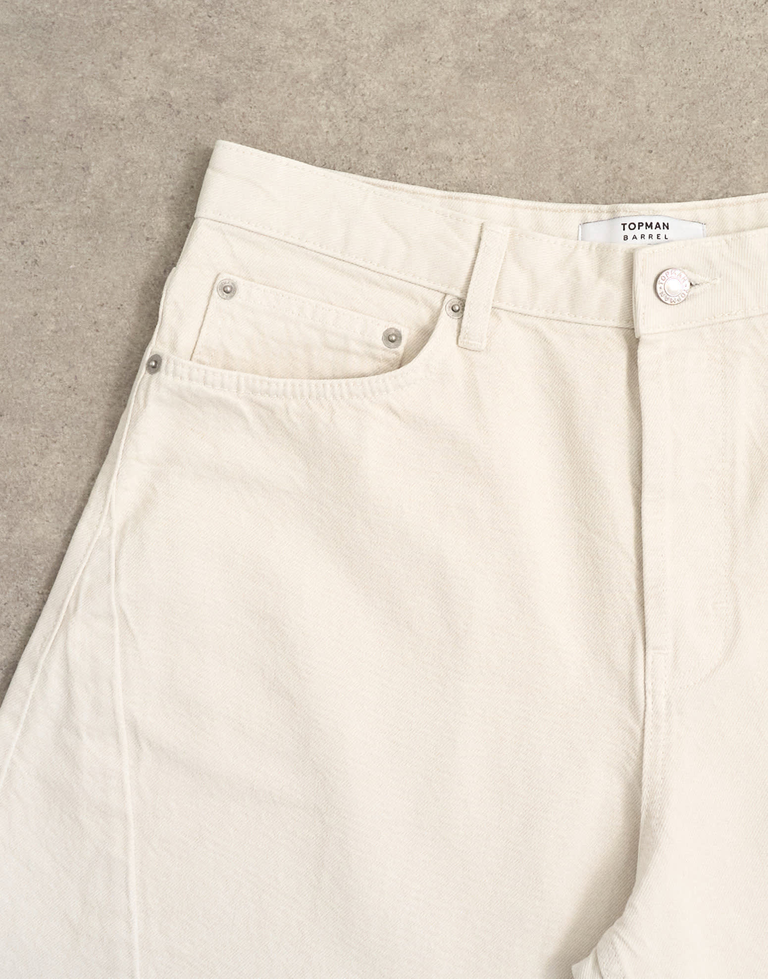 Topman rigid barrel jean in white