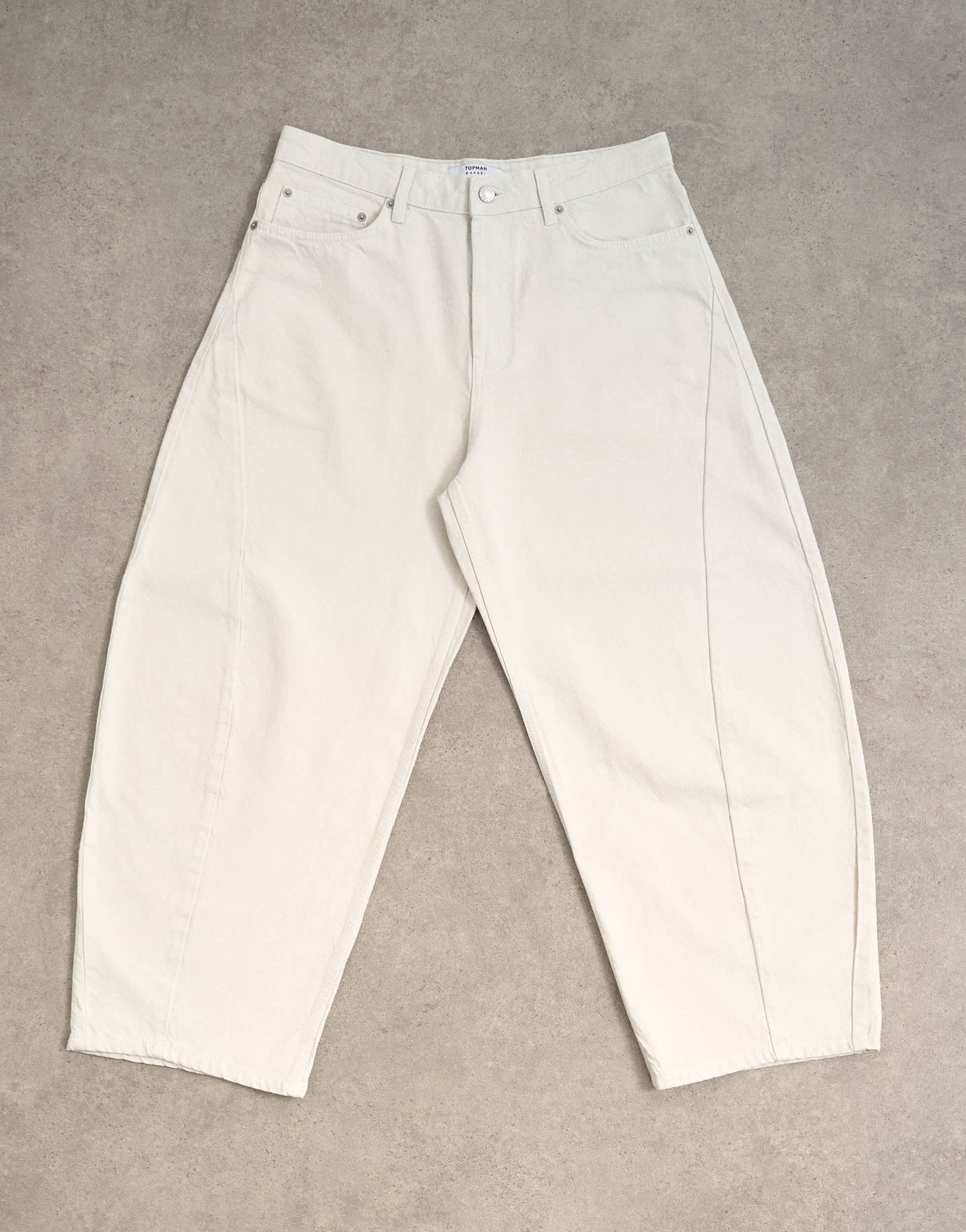 Topman rigid barrel jean in white