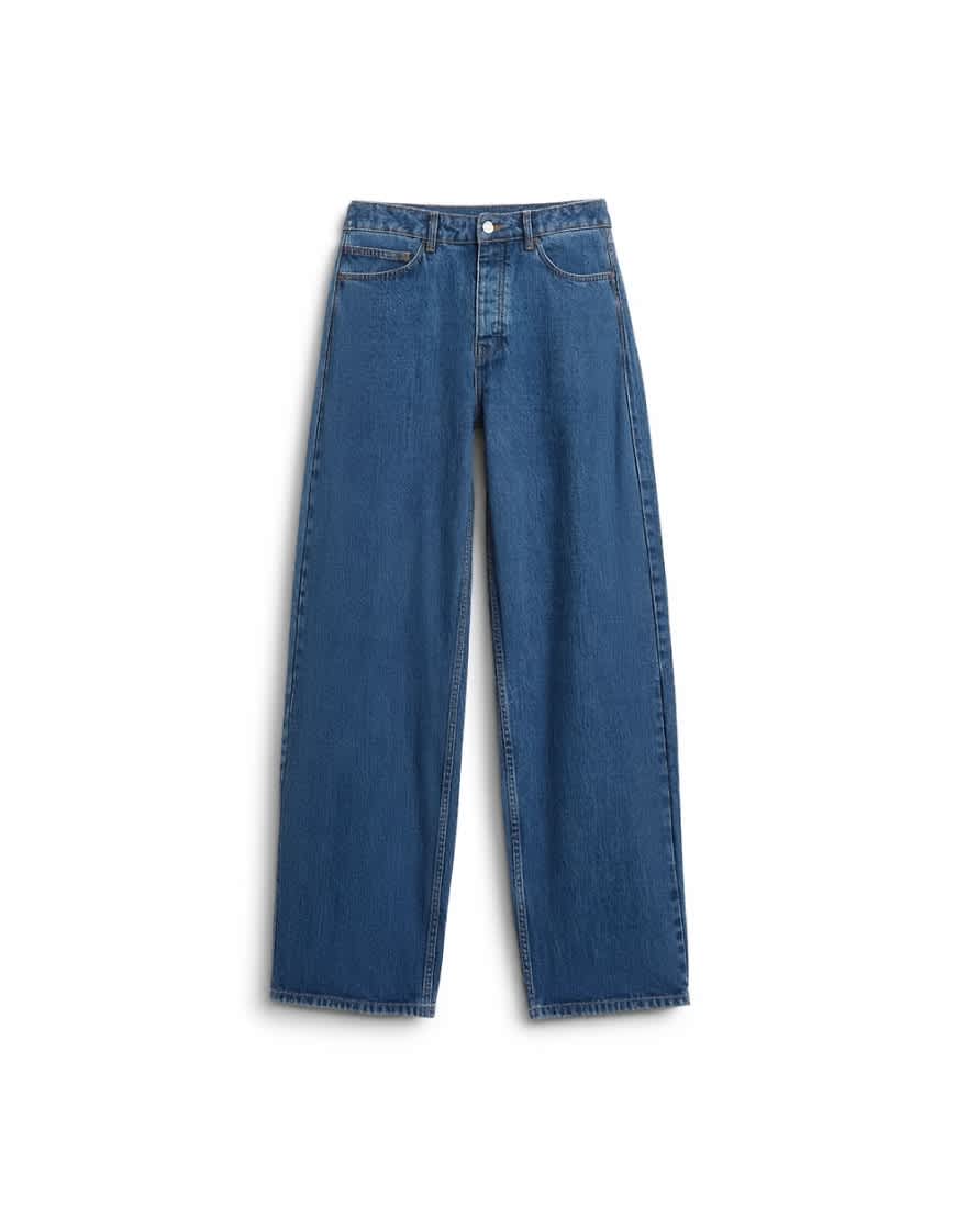 Topman rigid baggy jean in mid wash