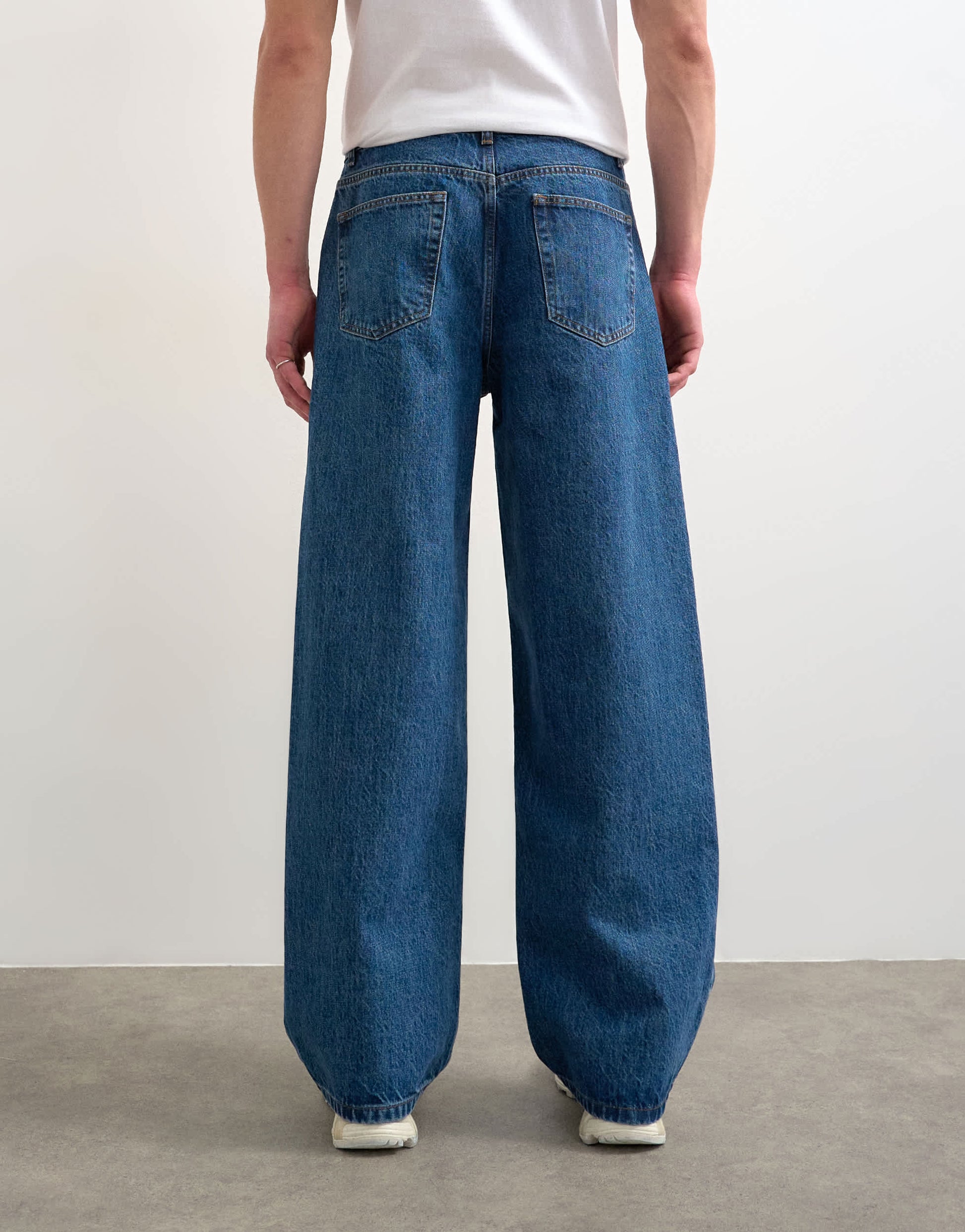 Topman rigid baggy jean in mid wash