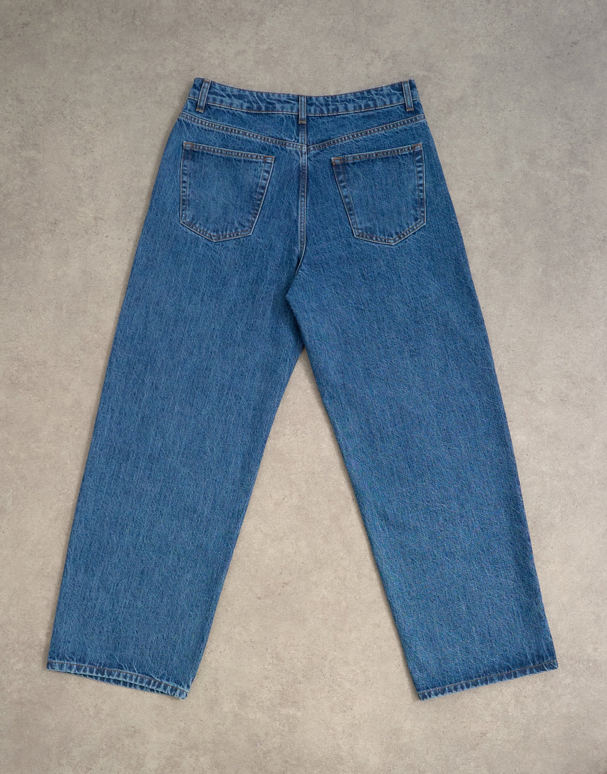 Topman rigid baggy jean in mid wash