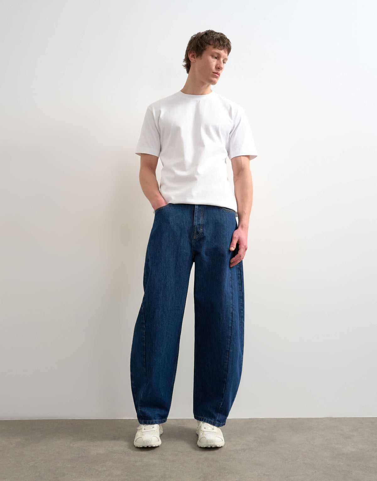 Topman rigid barrel jean in dark wash