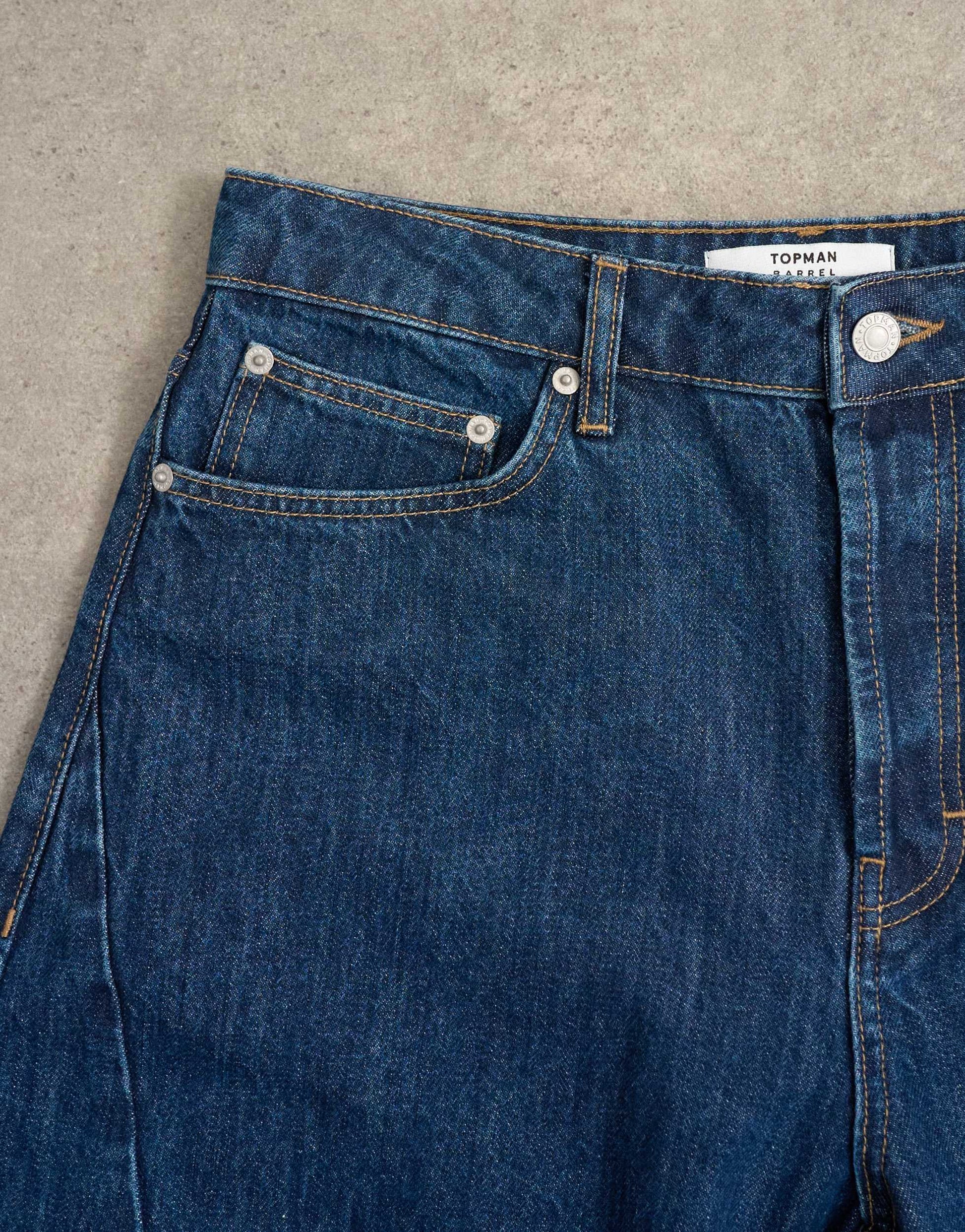 Topman rigid barrel jean in dark wash