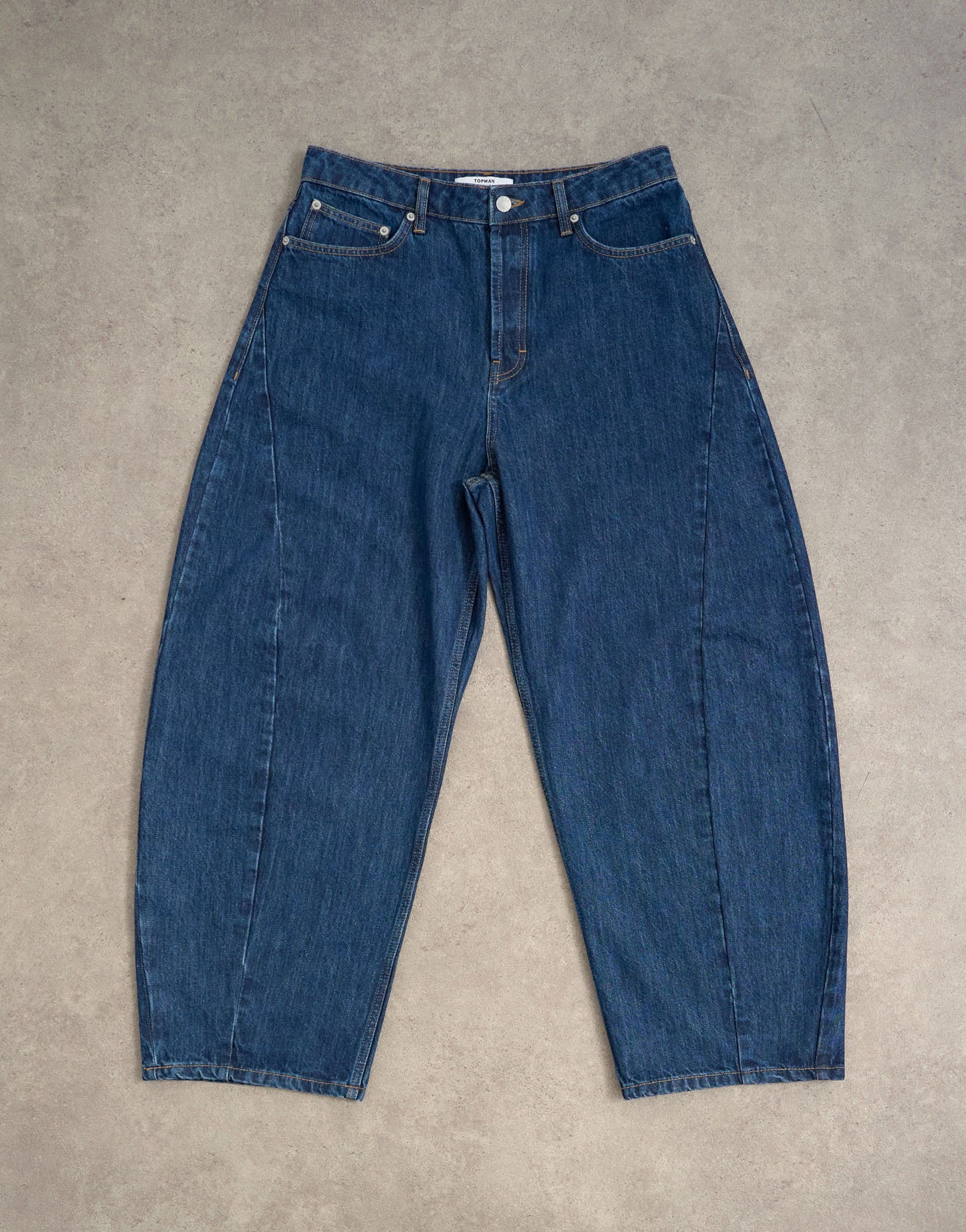 Topman rigid barrel jean in dark wash