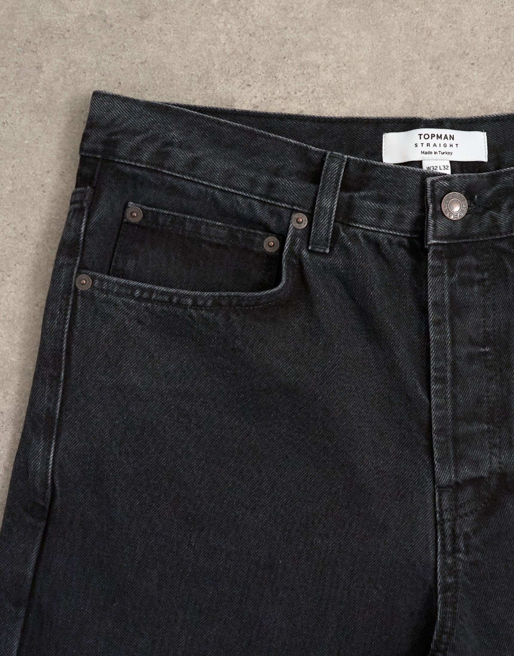 Topman rigid straight jean in washed black