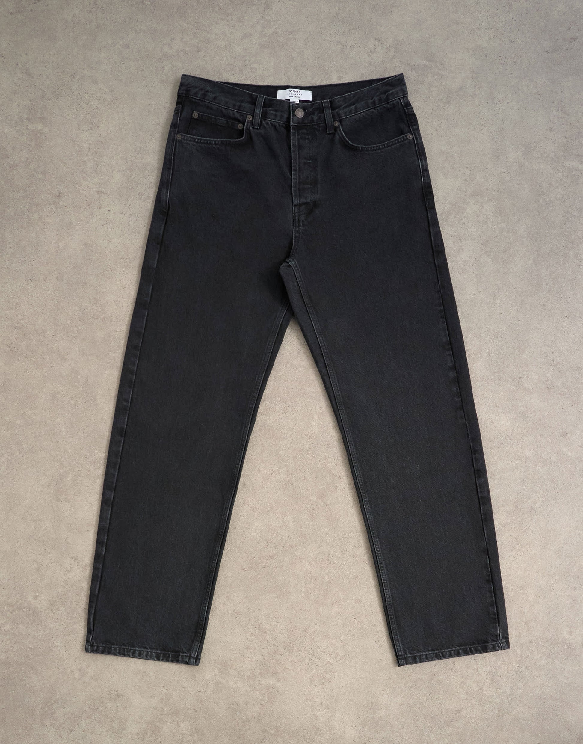 Topman rigid straight jean in washed black