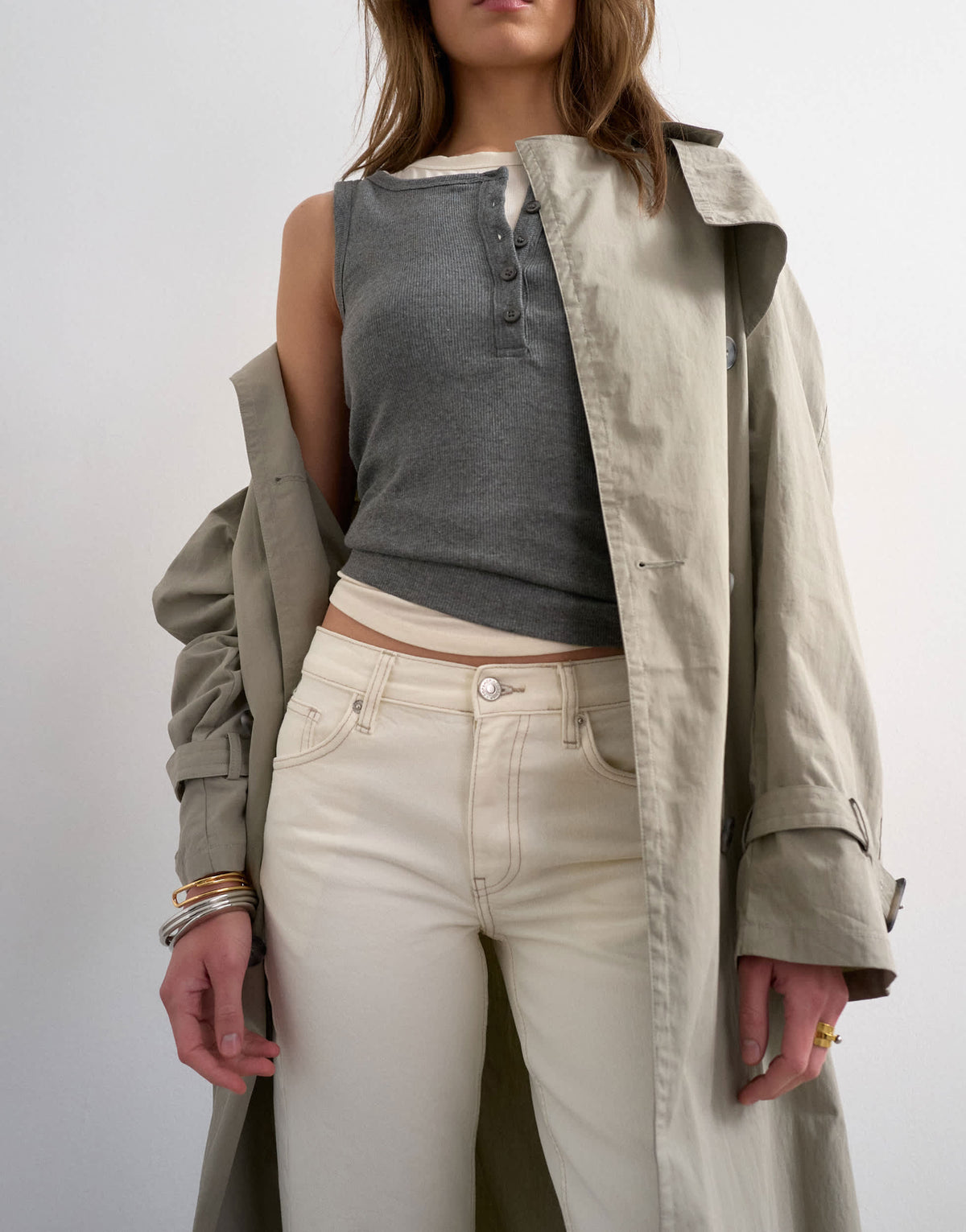 Topshop Runway mid rise straight jean in bone