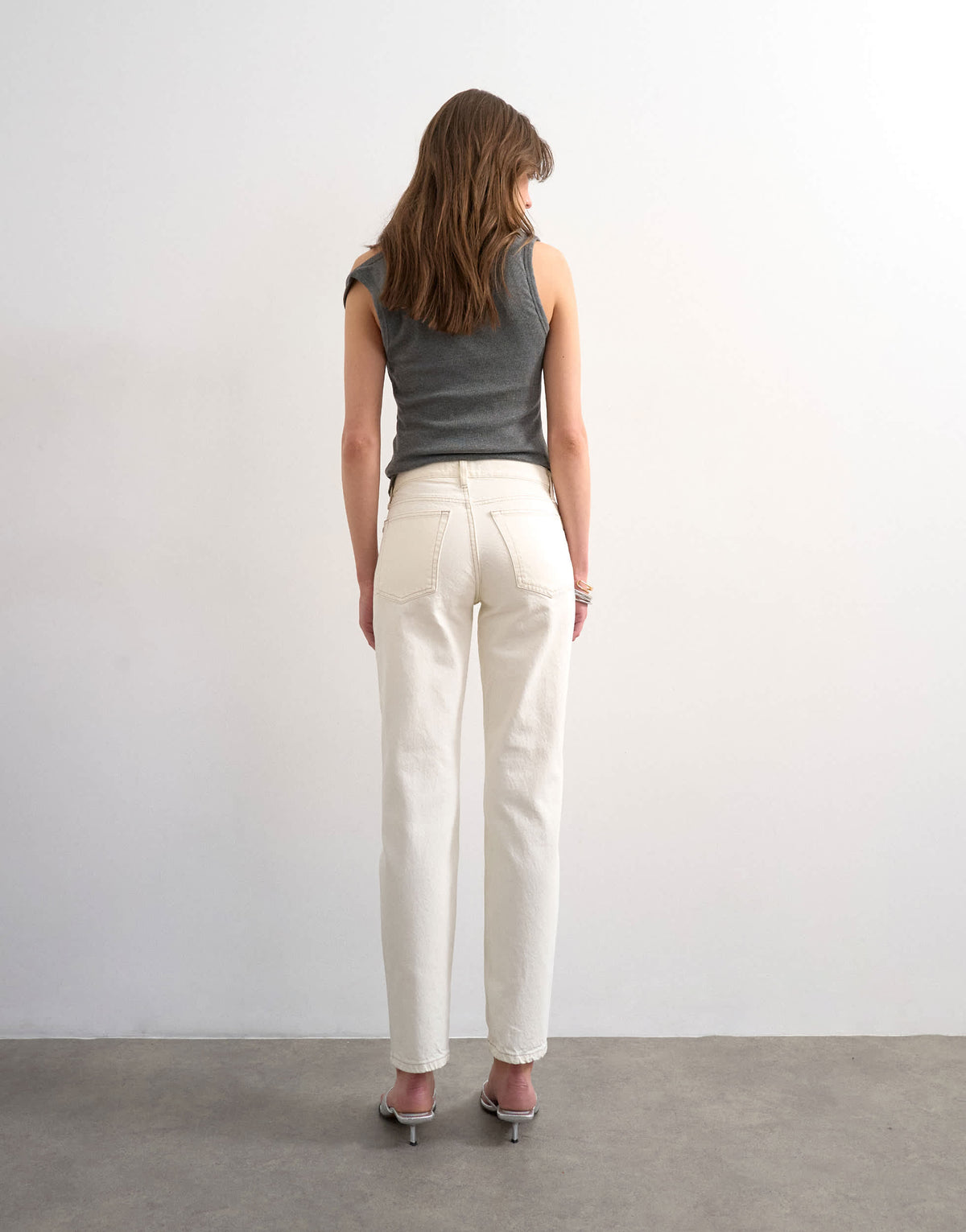 Topshop Runway mid rise straight jean in bone