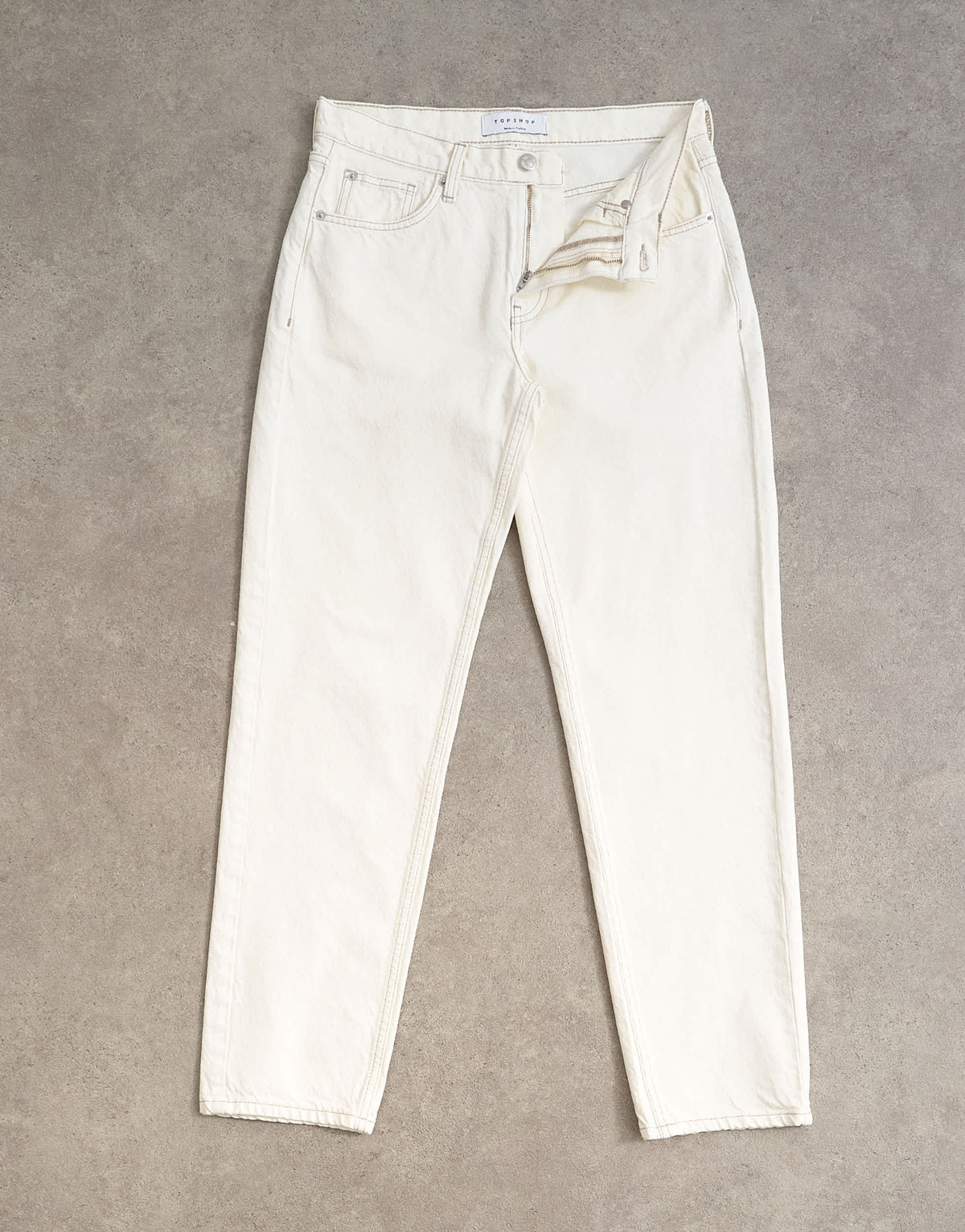 Topshop Runway mid rise straight jean in bone