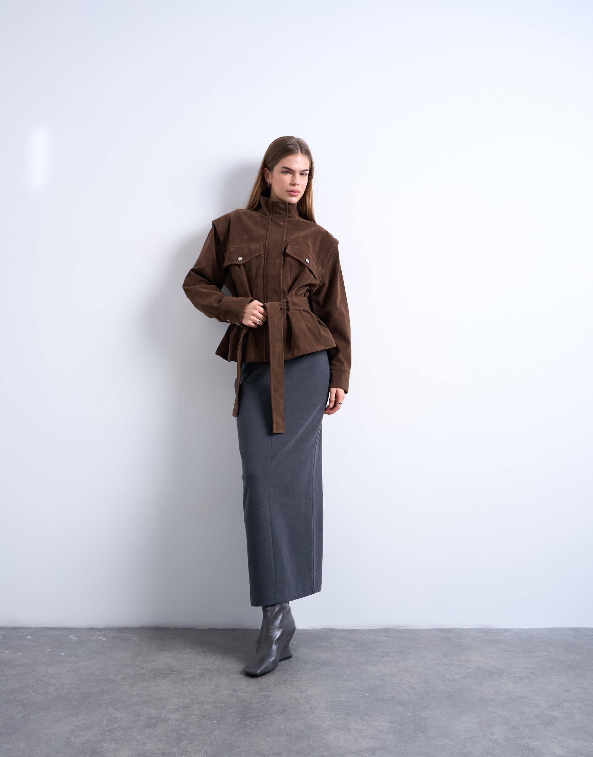 Topshop soft touch pencil skirt co-ord in charcoal grey