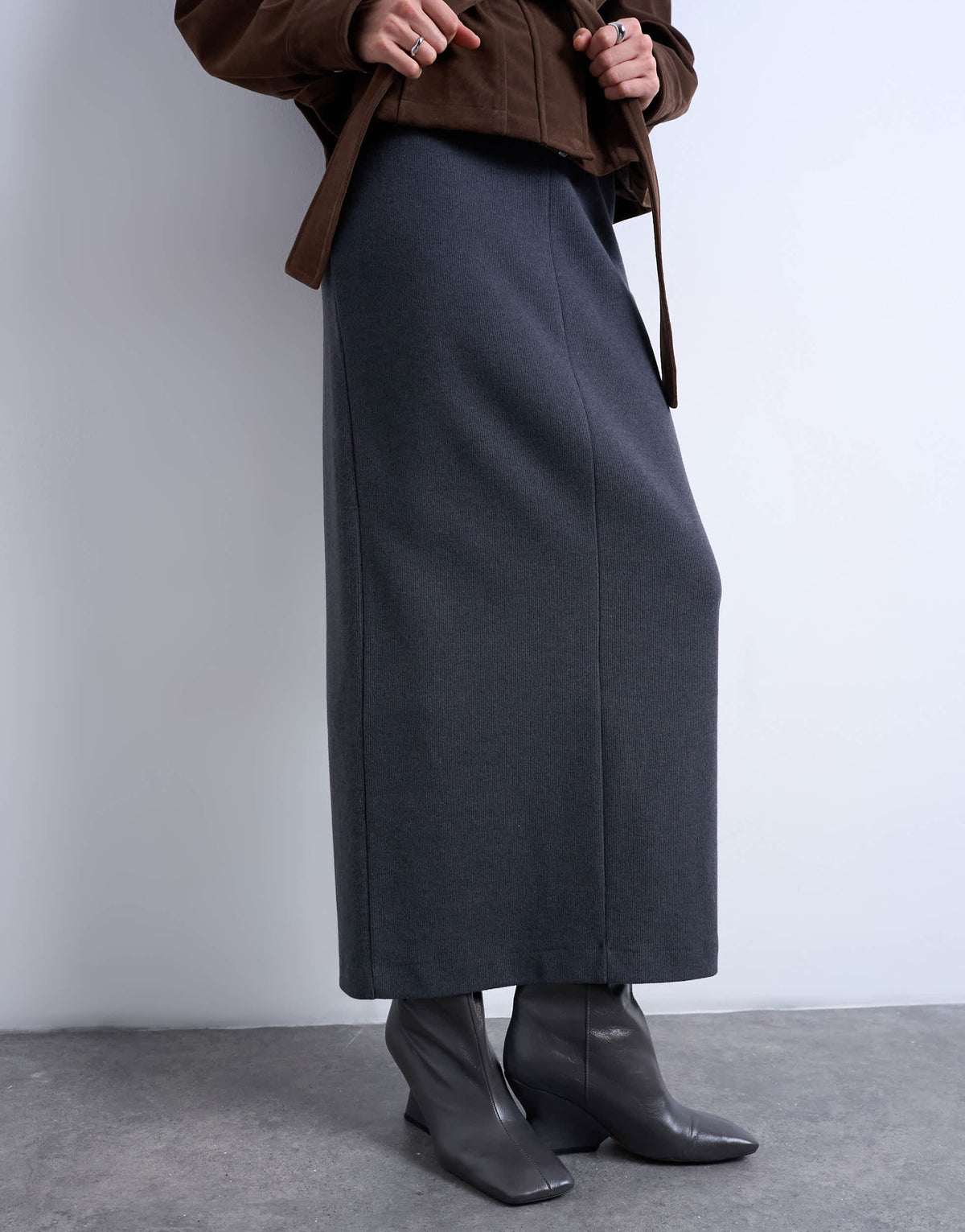 Topshop soft touch pencil skirt co-ord in charcoal grey